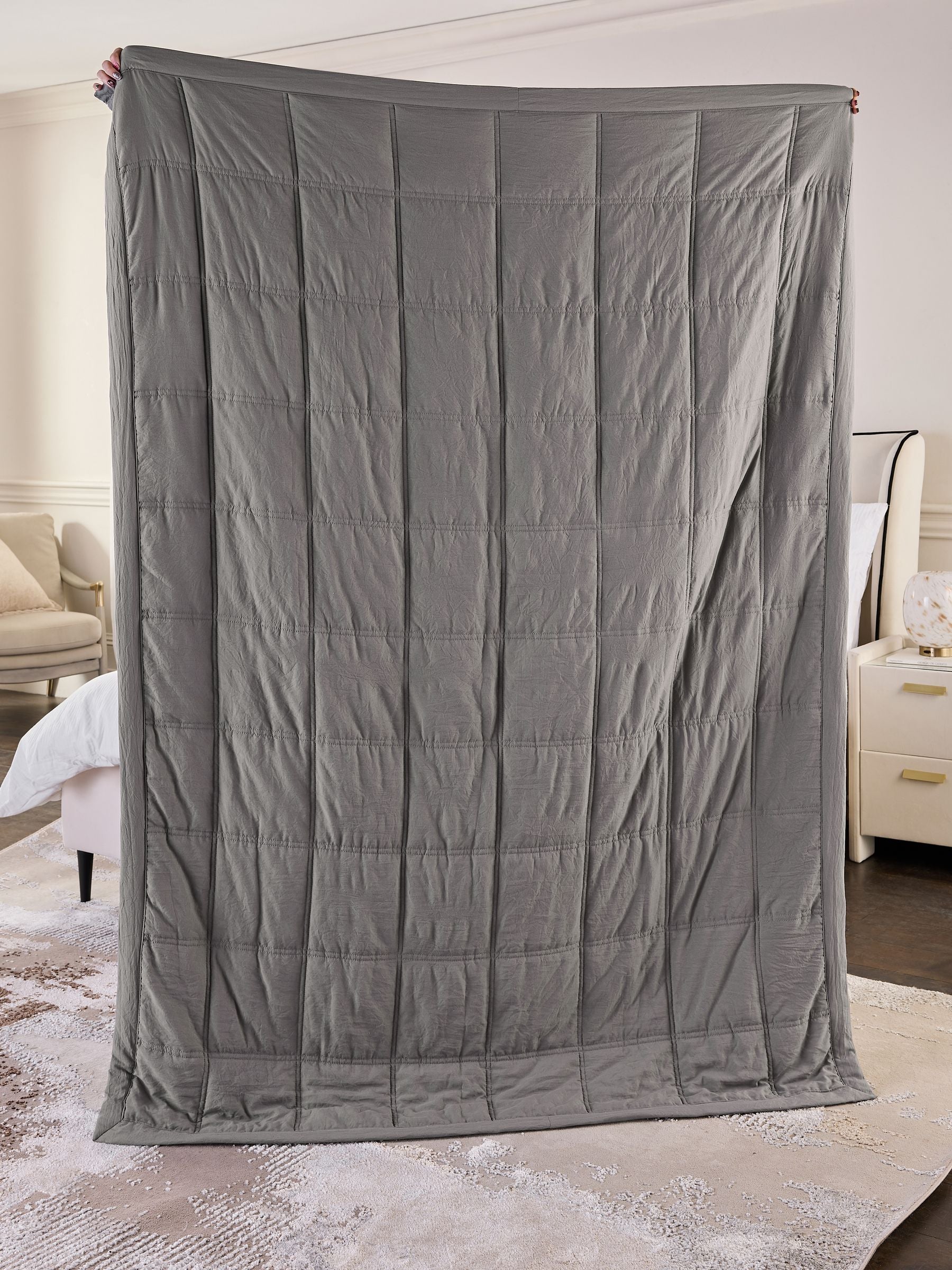 Grey Connie Quilted Microfibre Bedspread