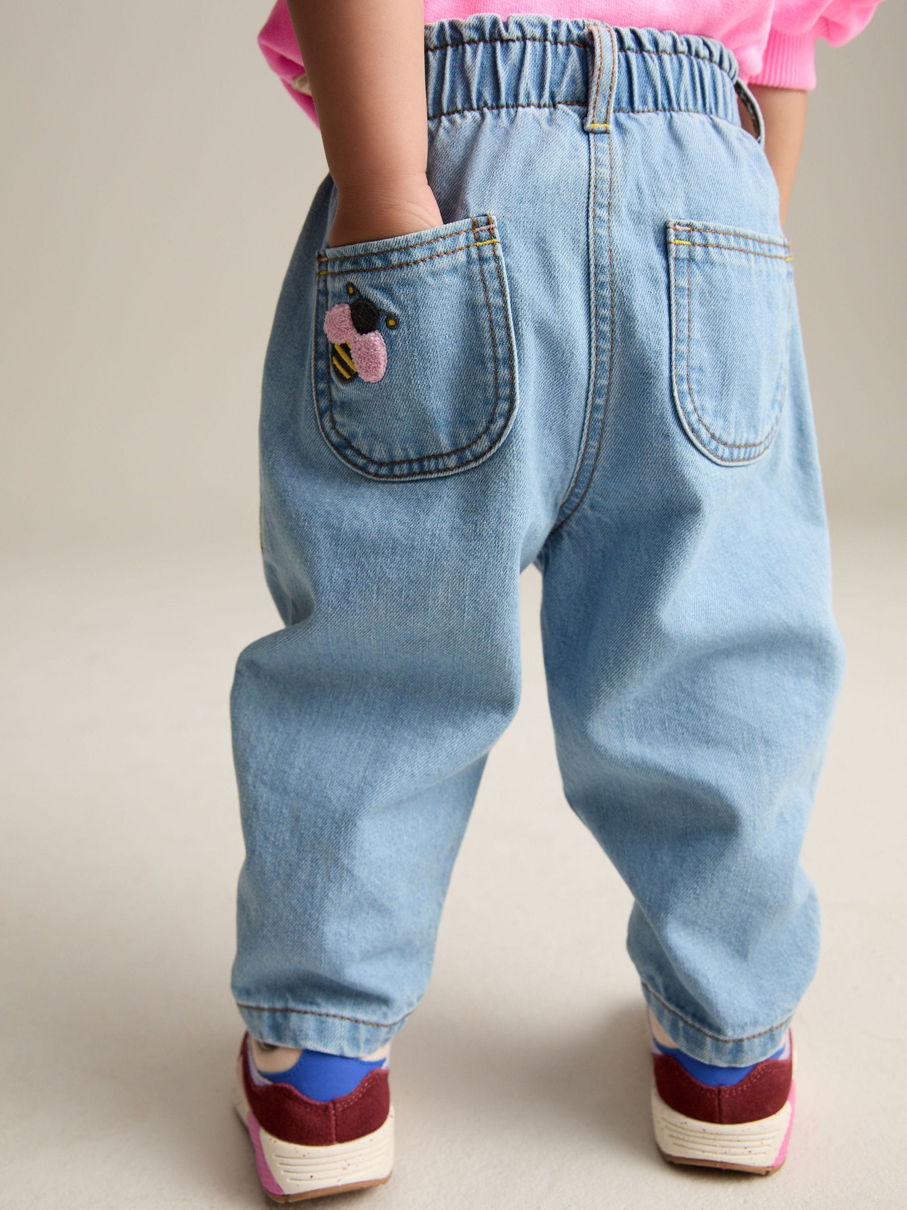 Denim Boucle Butterfly Embellished 100% Cotton Jeans (3mths-7yrs)