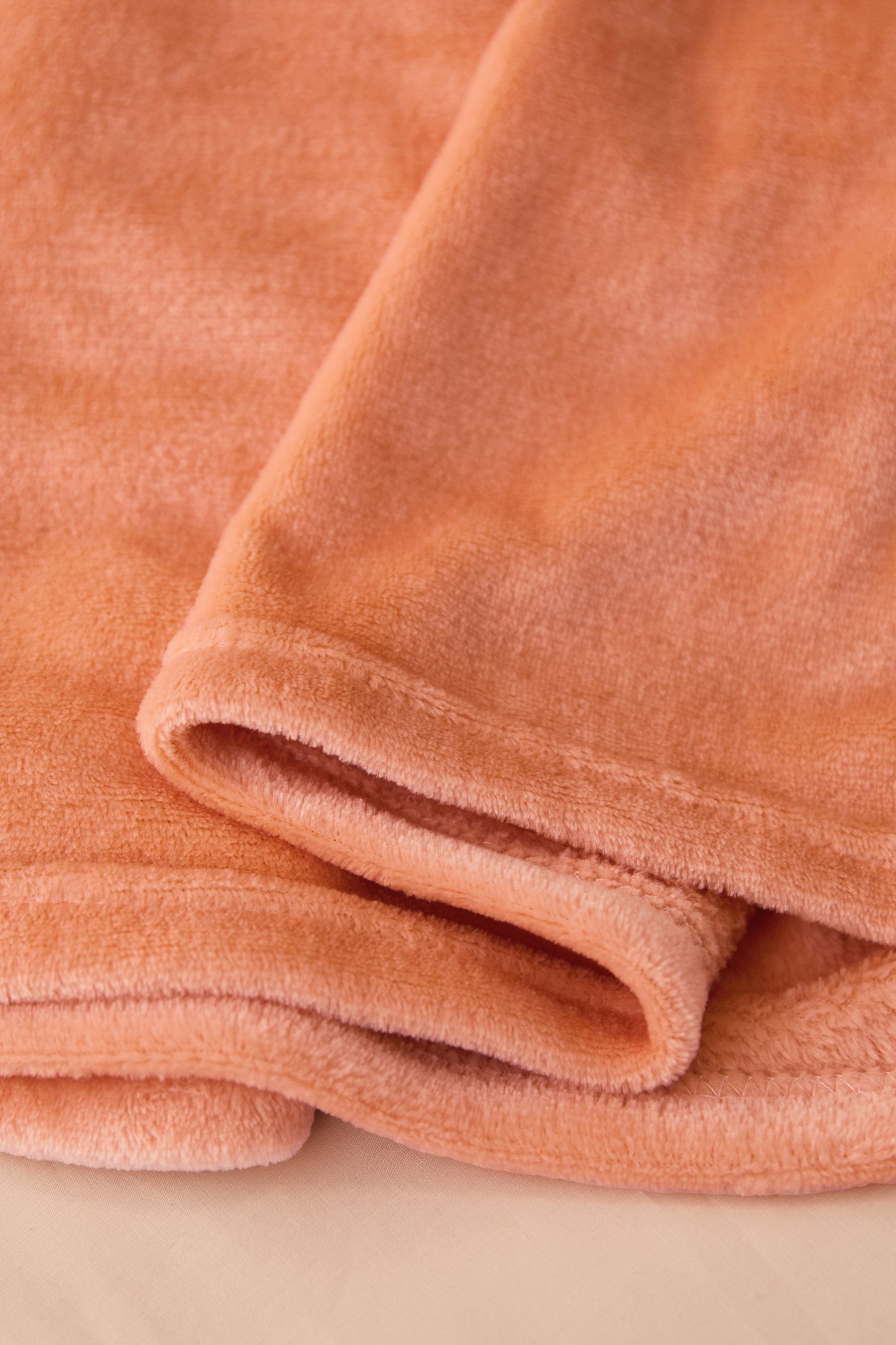 Peach Pink Plush Fleece Throw