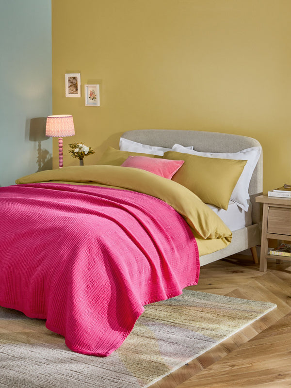 Fushsia Pink 100% Cotton Carrie Velvet Bedspread