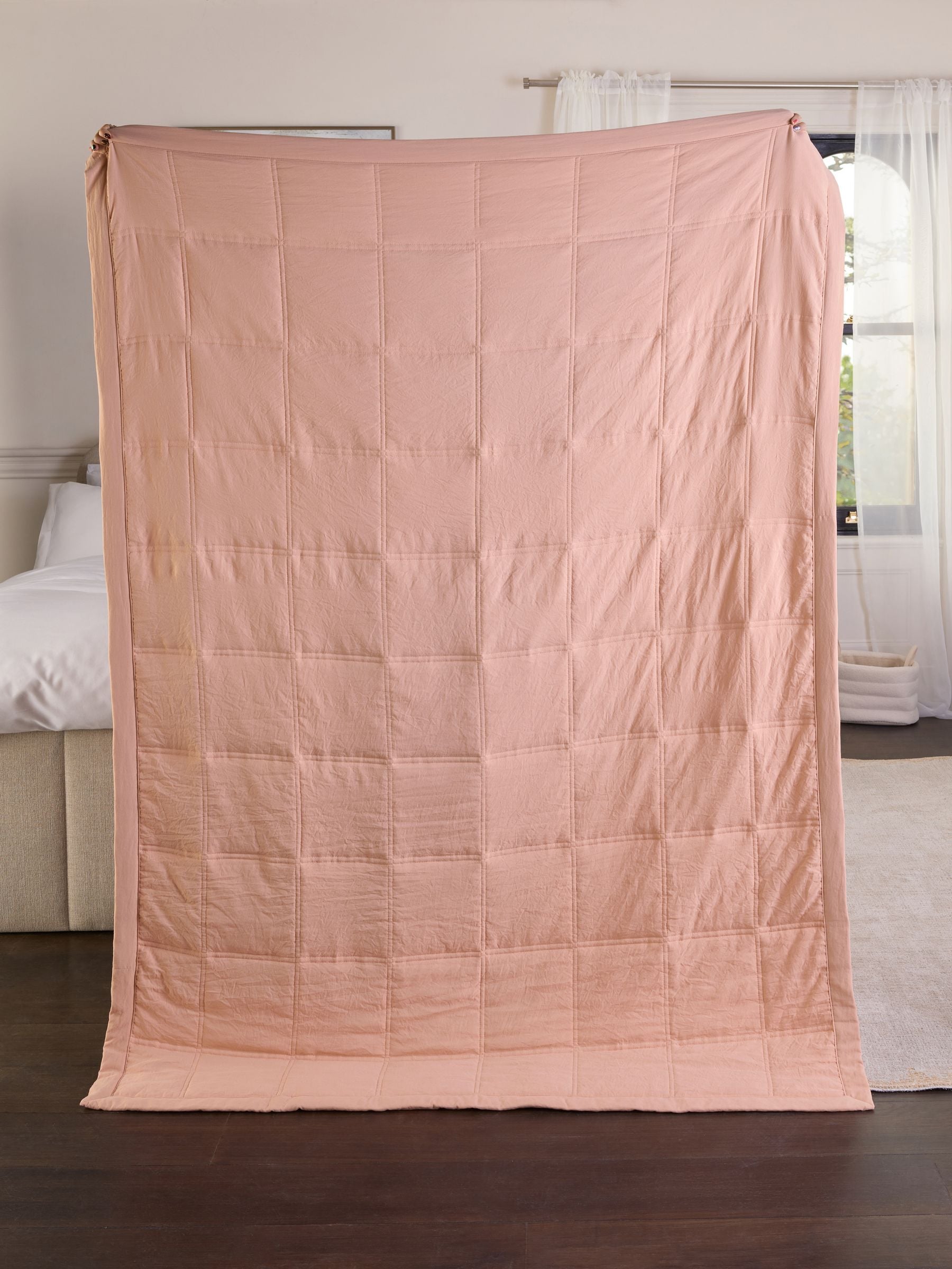 Peach Pink Connie Quilted Microfibre Bedspread