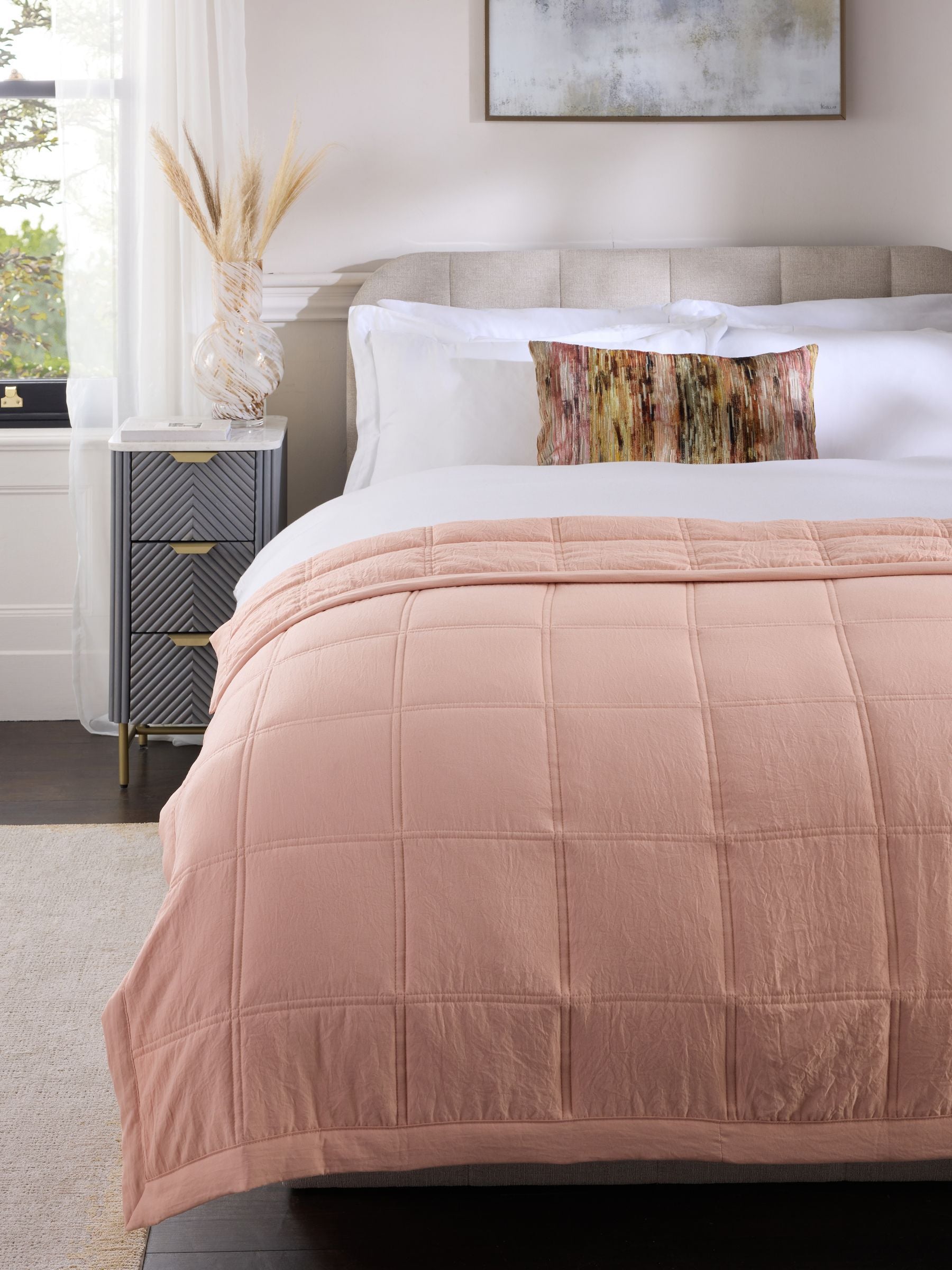 Peach Pink Connie Quilted Microfibre Bedspread