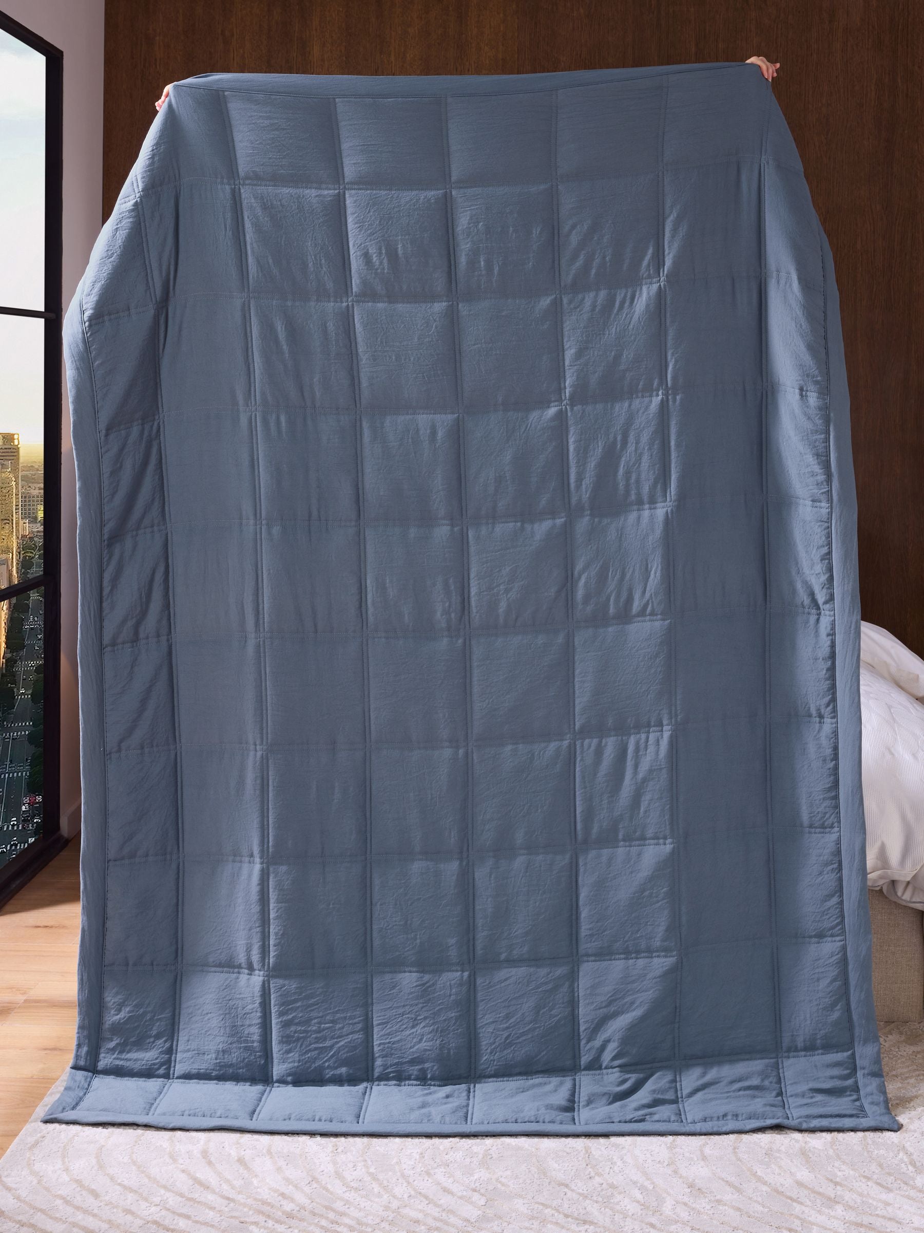 Blue Connie Quilted Microfibre Bedspread