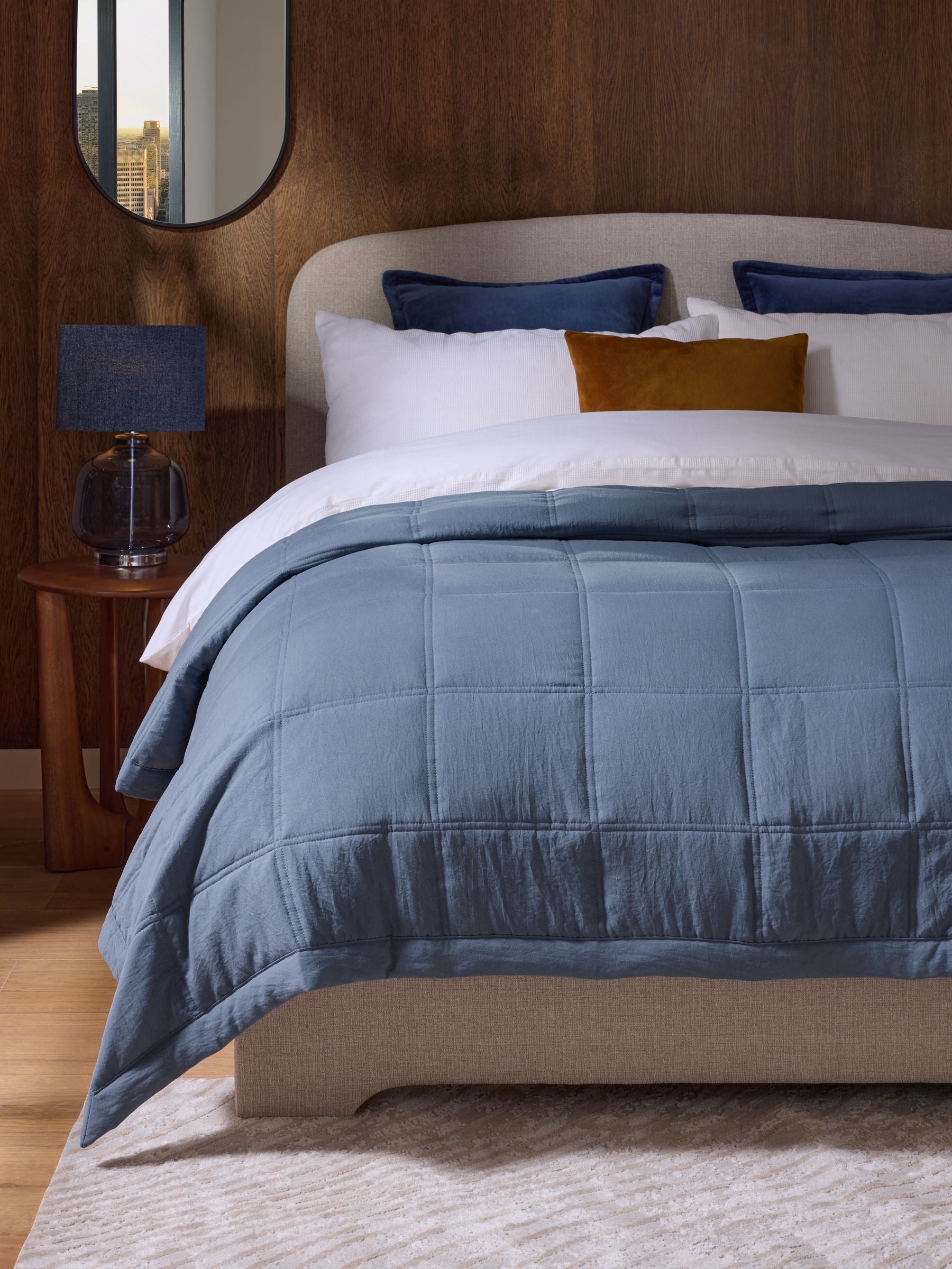 Blue Connie Quilted Microfibre Bedspread