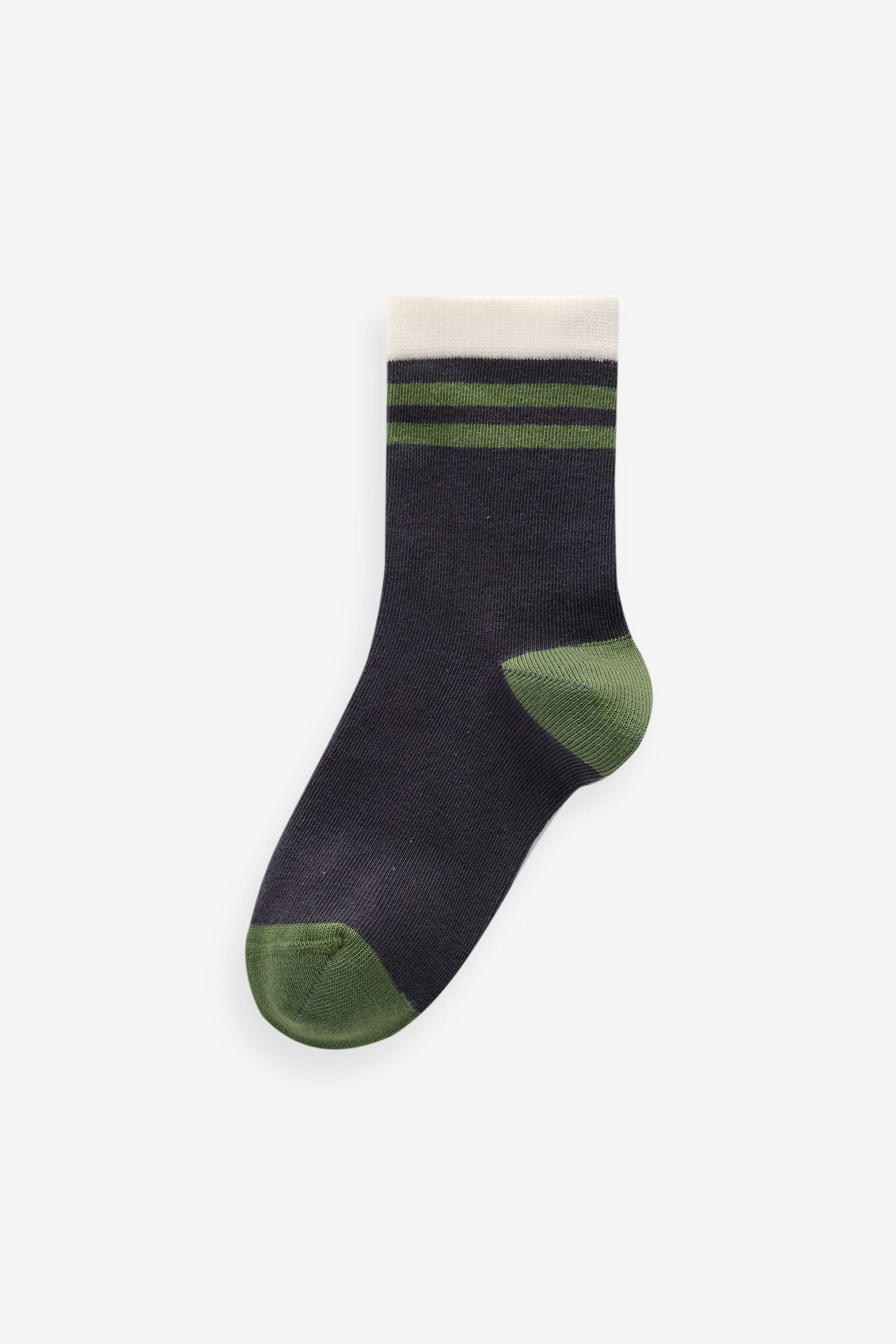 Earthy Tipped Stripes Print Cotton Rich Socks 5 Pack