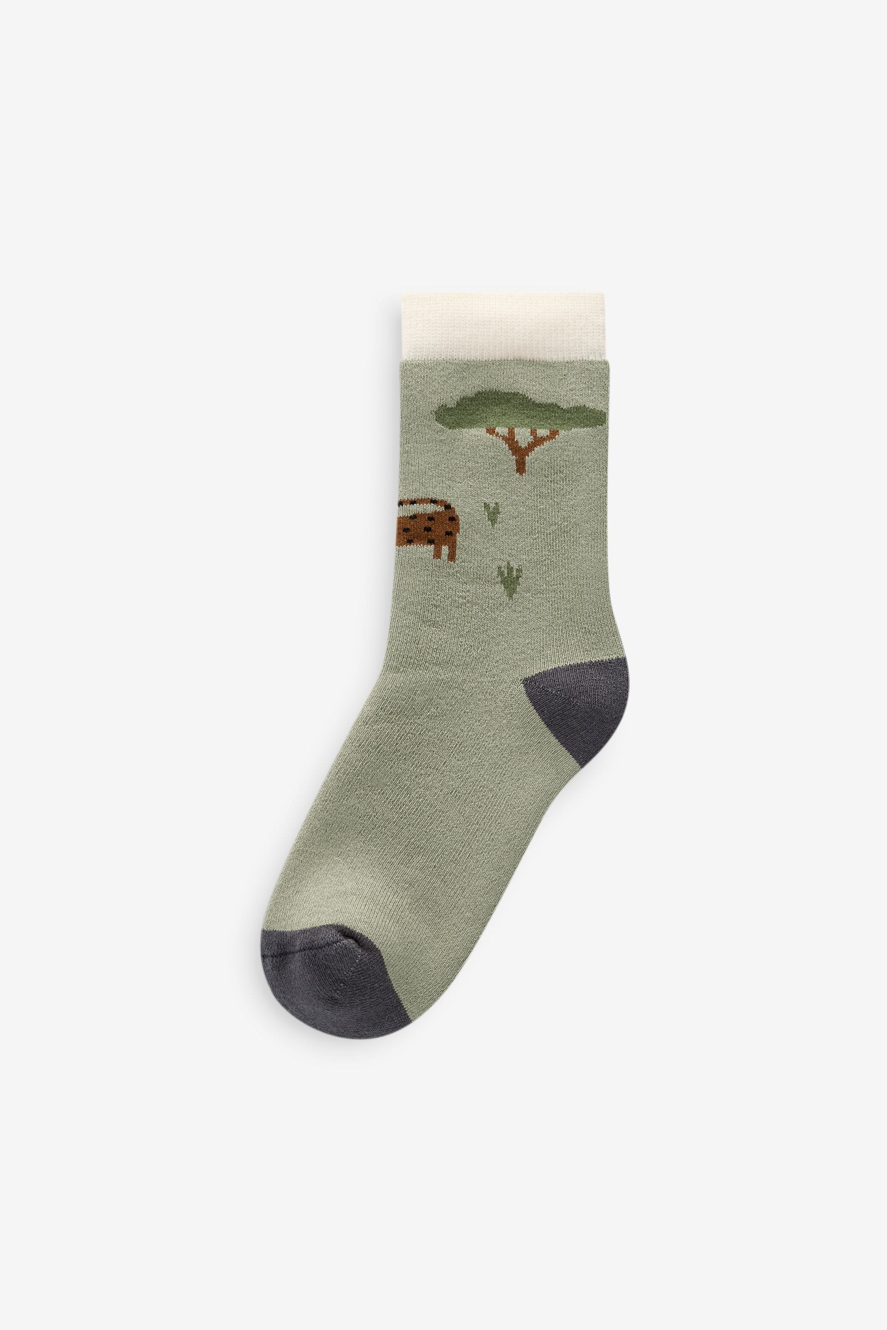 Safari Animals Cosy Terry Cotton Rich Socks 5 Pack