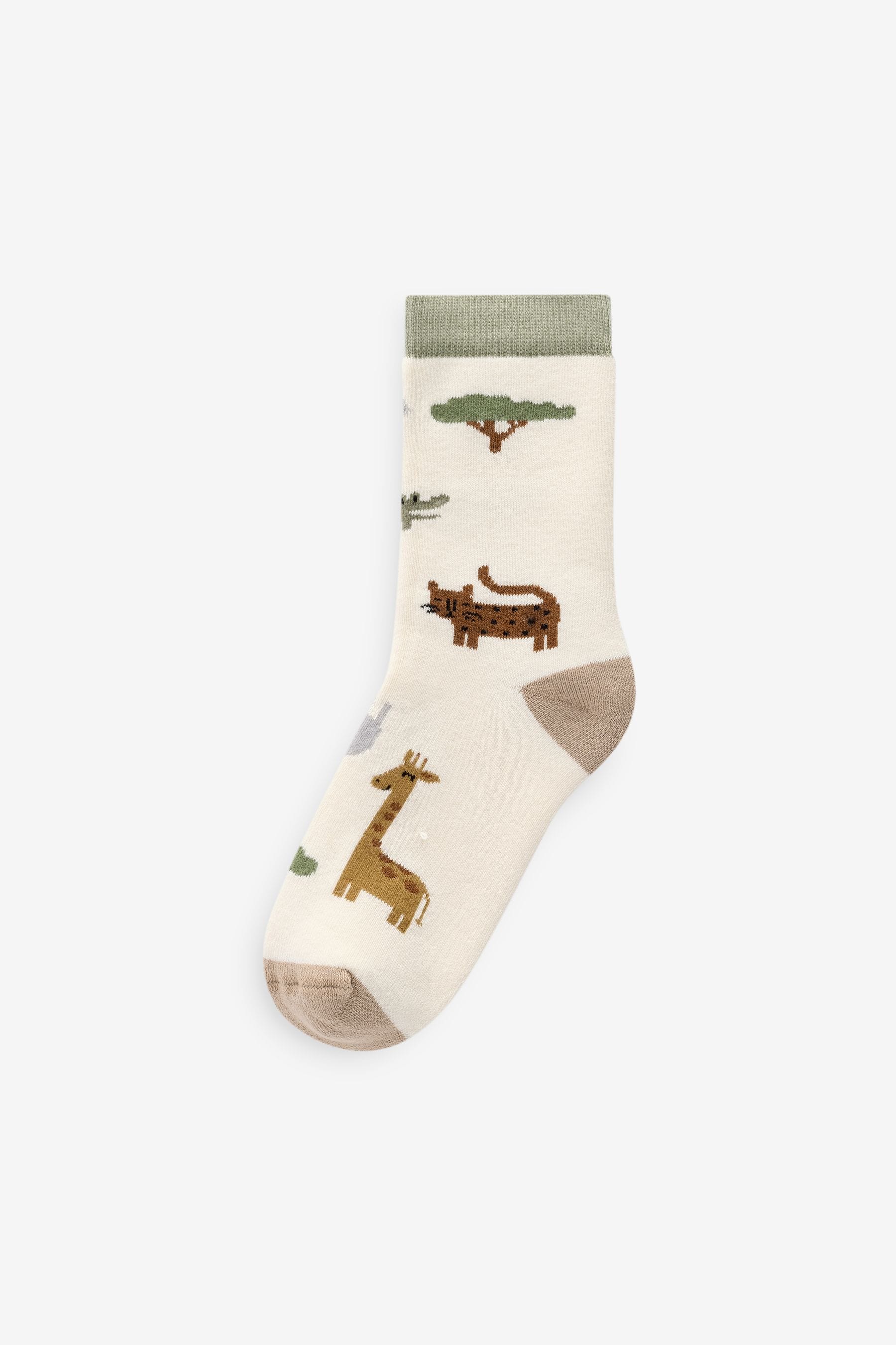 Safari Animals Cosy Terry Cotton Rich Socks 5 Pack