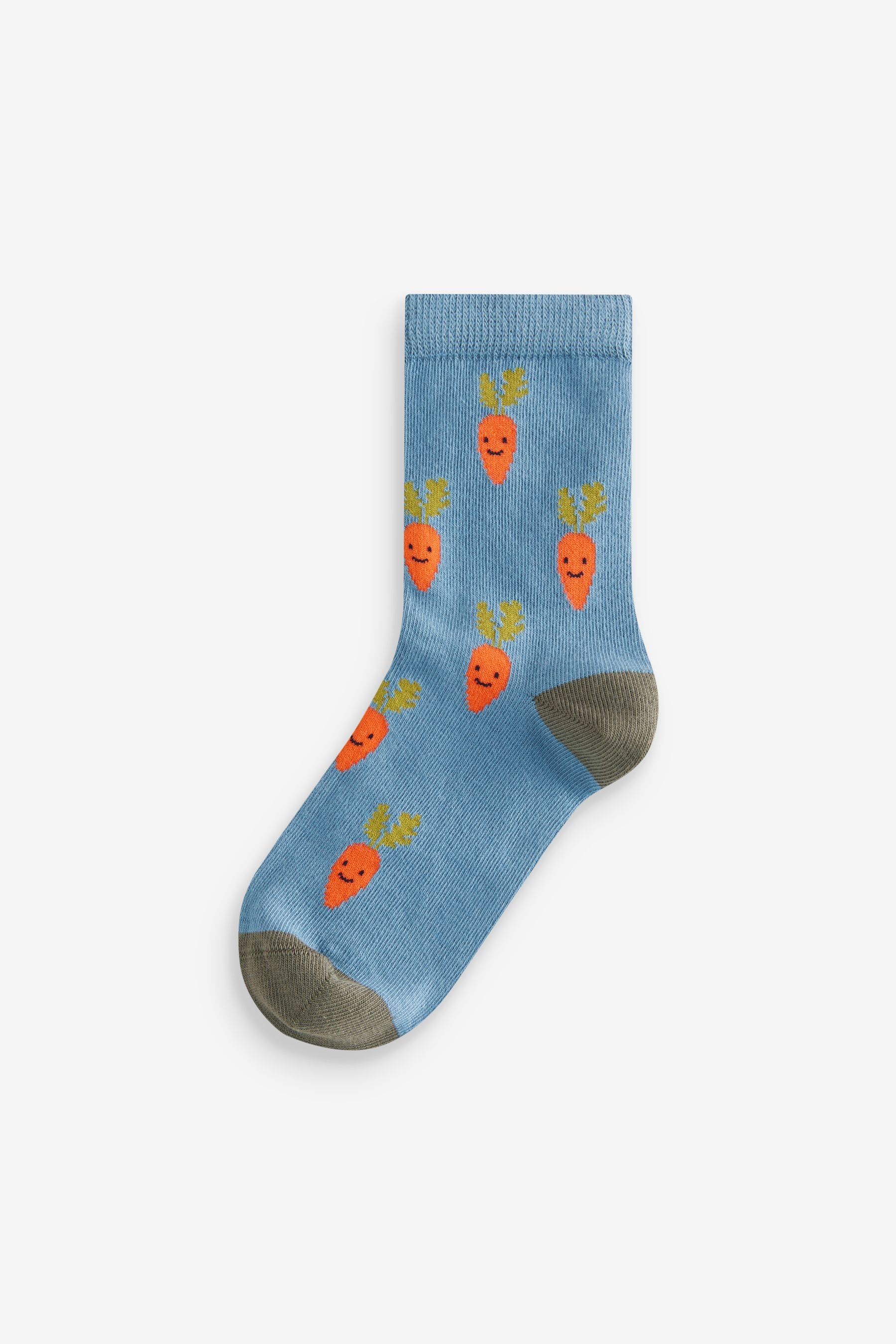 Fruit Vegetable Prints Print Cotton Rich Socks 5 Pack