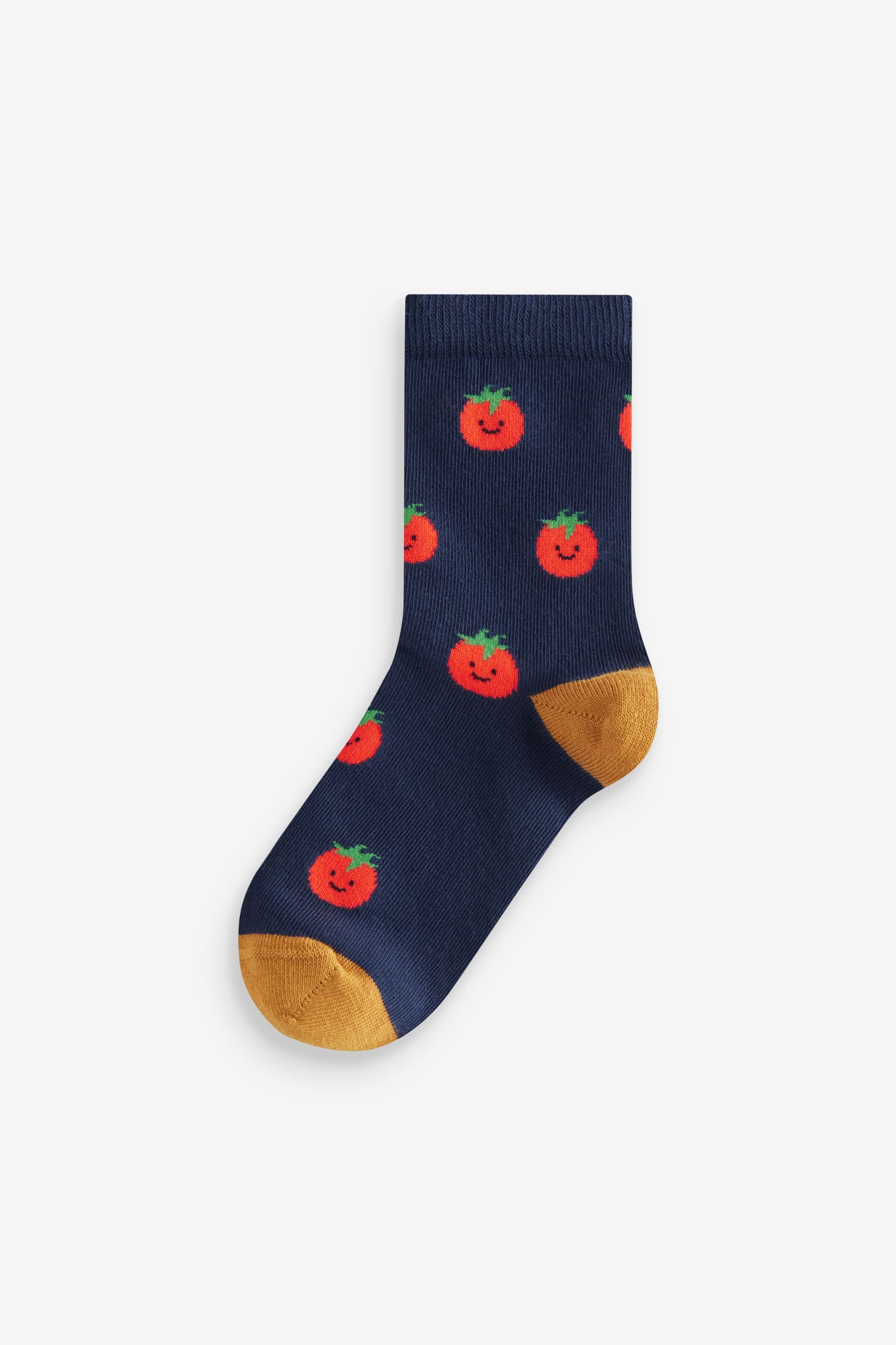 Fruit Vegetable Prints Print Cotton Rich Socks 5 Pack