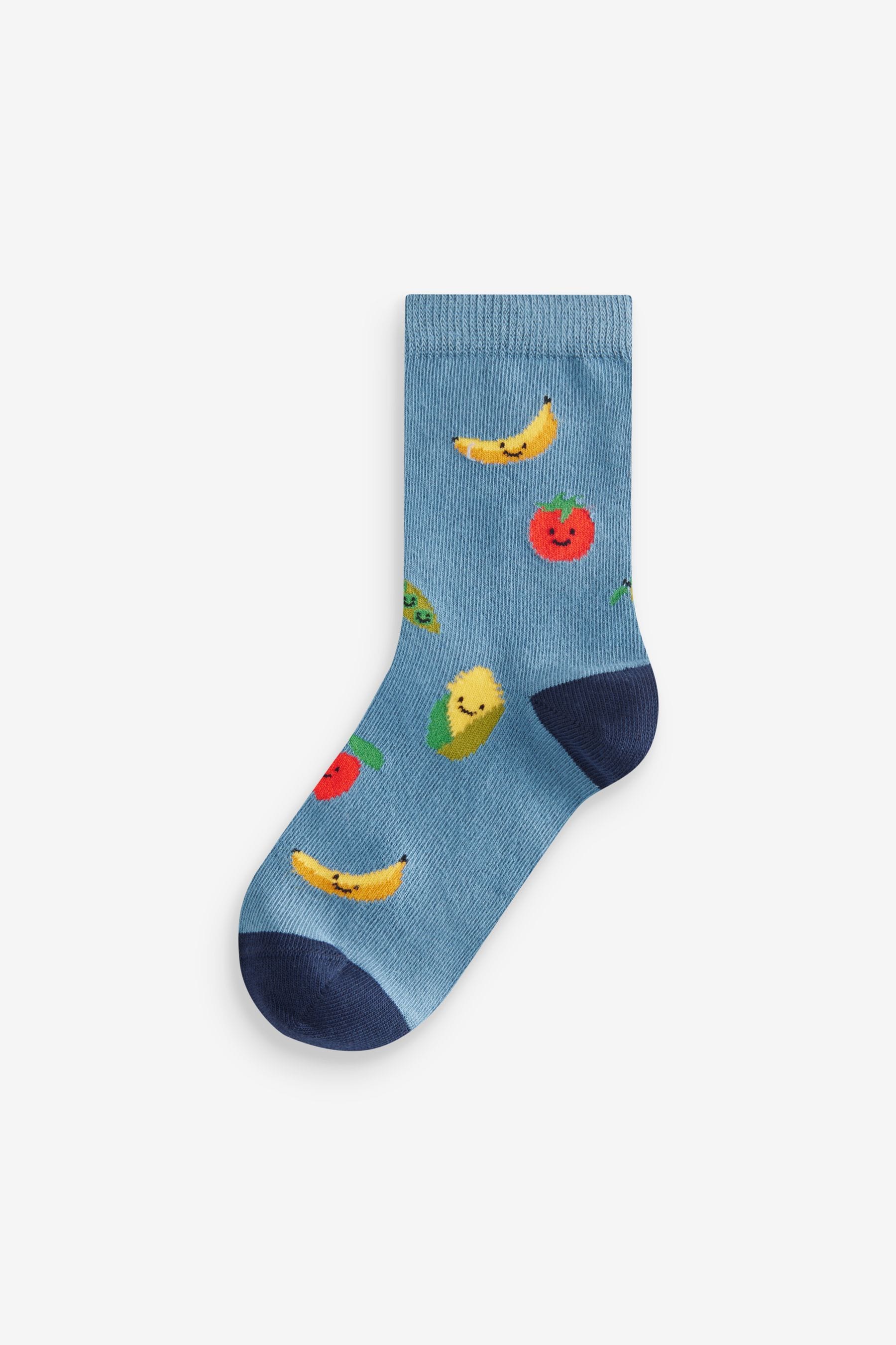 Fruit Vegetable Prints Print Cotton Rich Socks 5 Pack