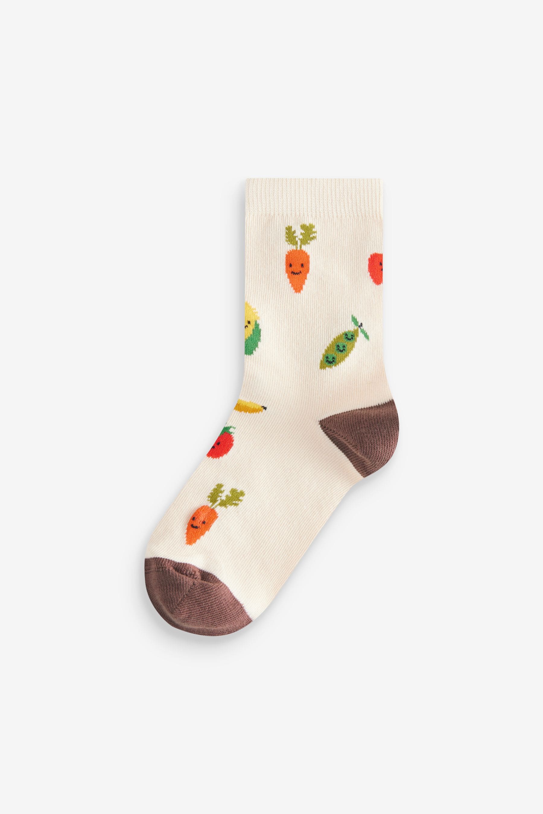 Fruit Vegetable Prints Print Cotton Rich Socks 5 Pack