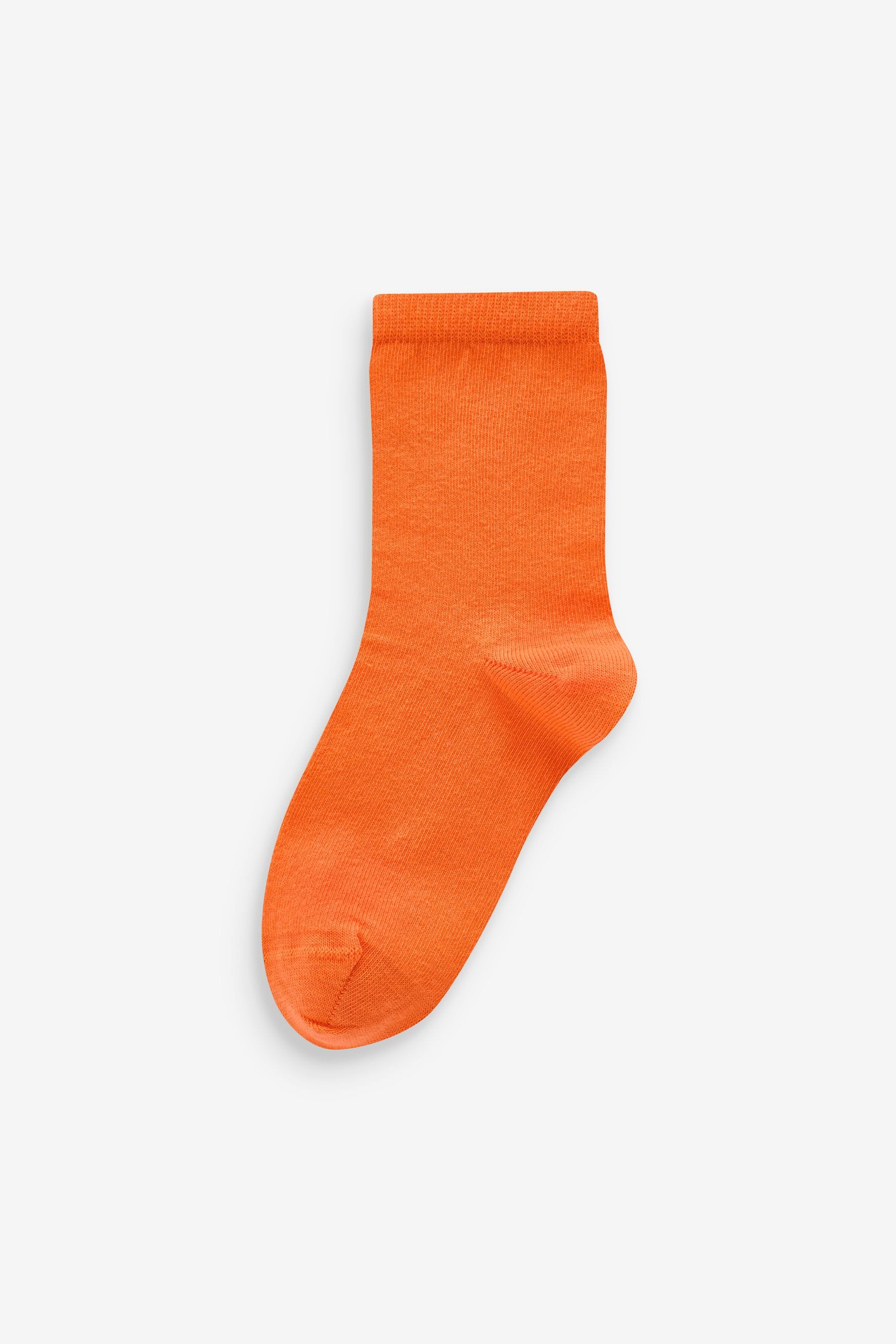 Red/Orange/Yellow/Green/Blue Cotton Rich Plain Socks 7 Pack