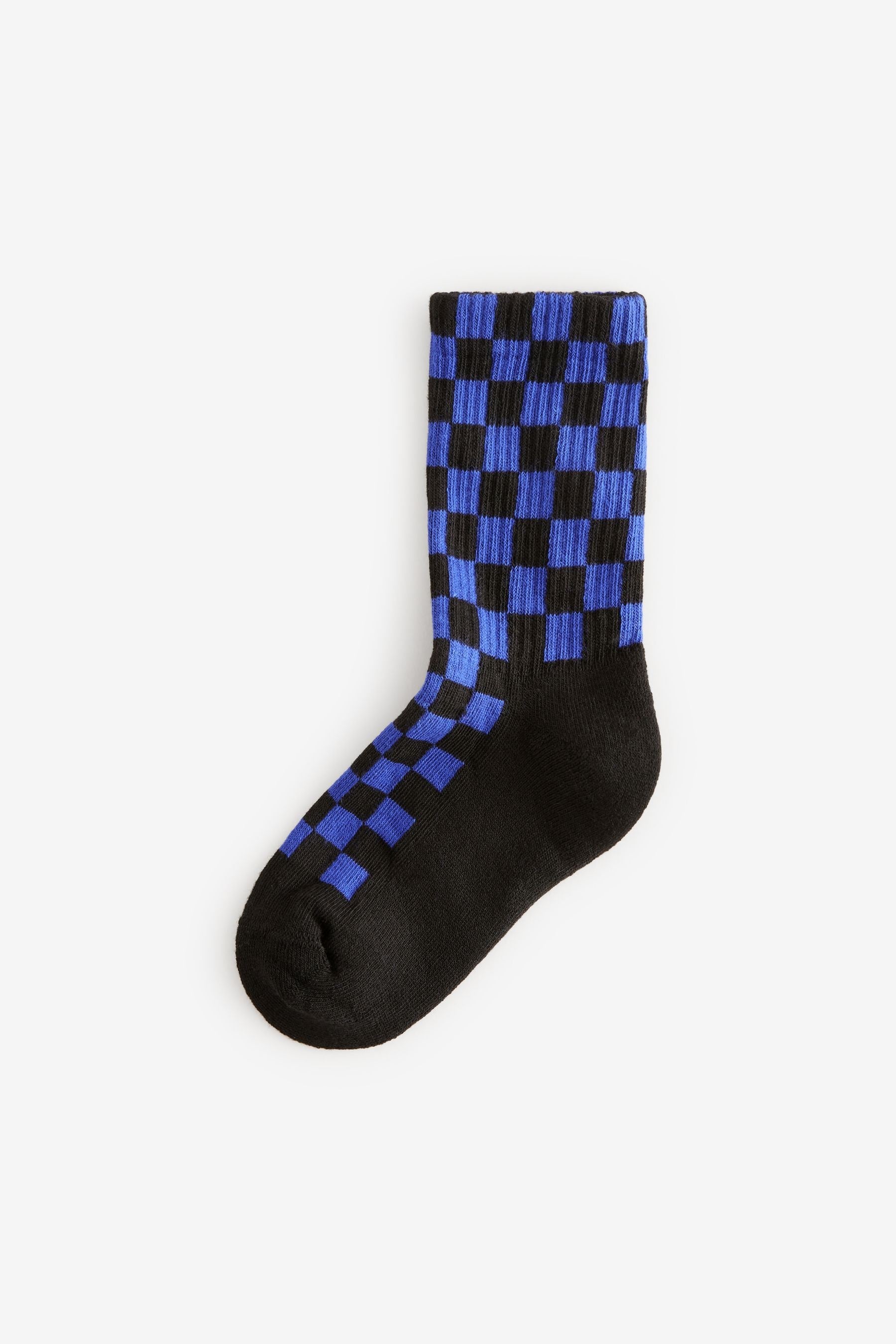 Checkerboard Cushioned Footbed Cotton Rich Ribbed Socks 3 Pack