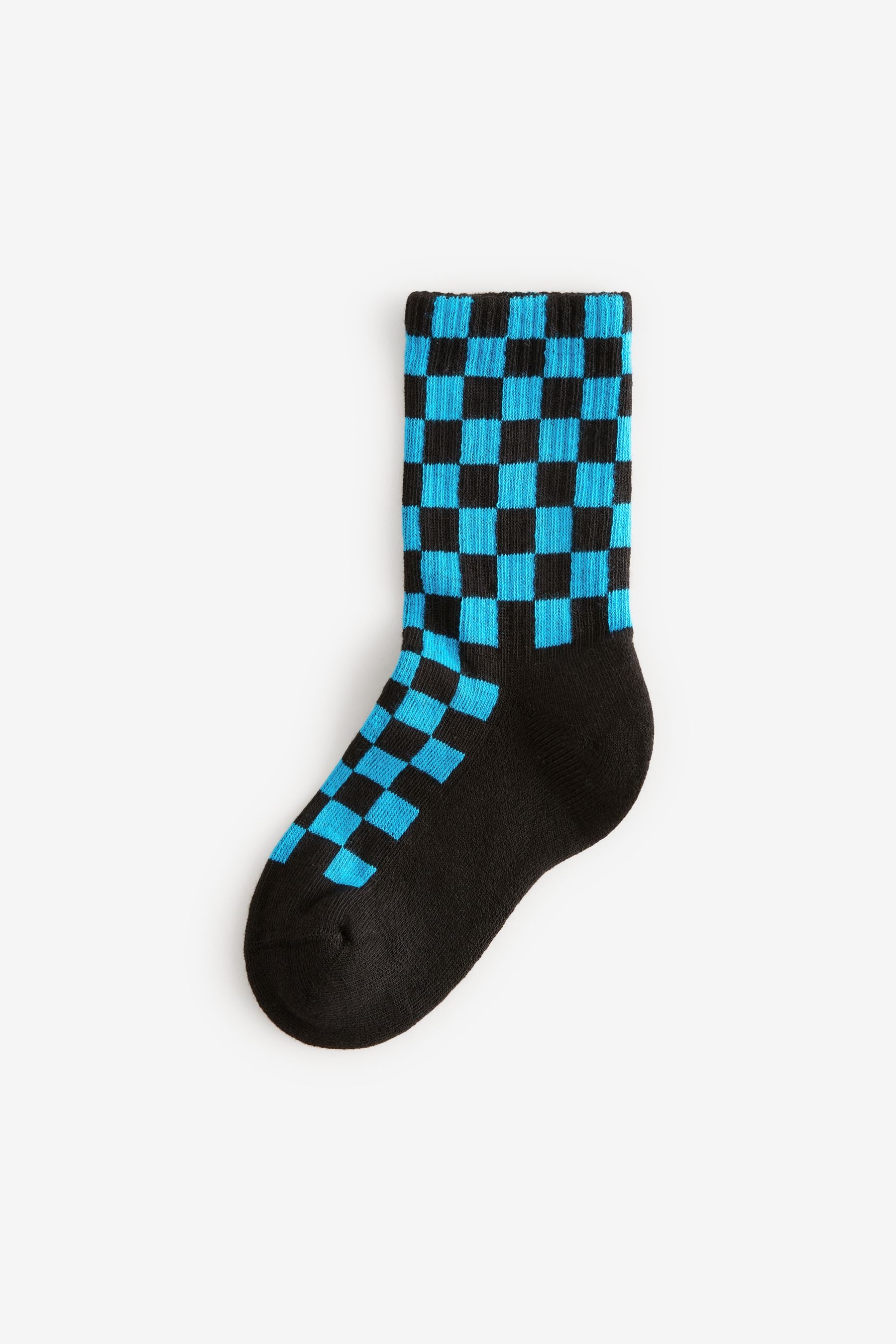 Checkerboard Cushioned Footbed Cotton Rich Ribbed Socks 3 Pack