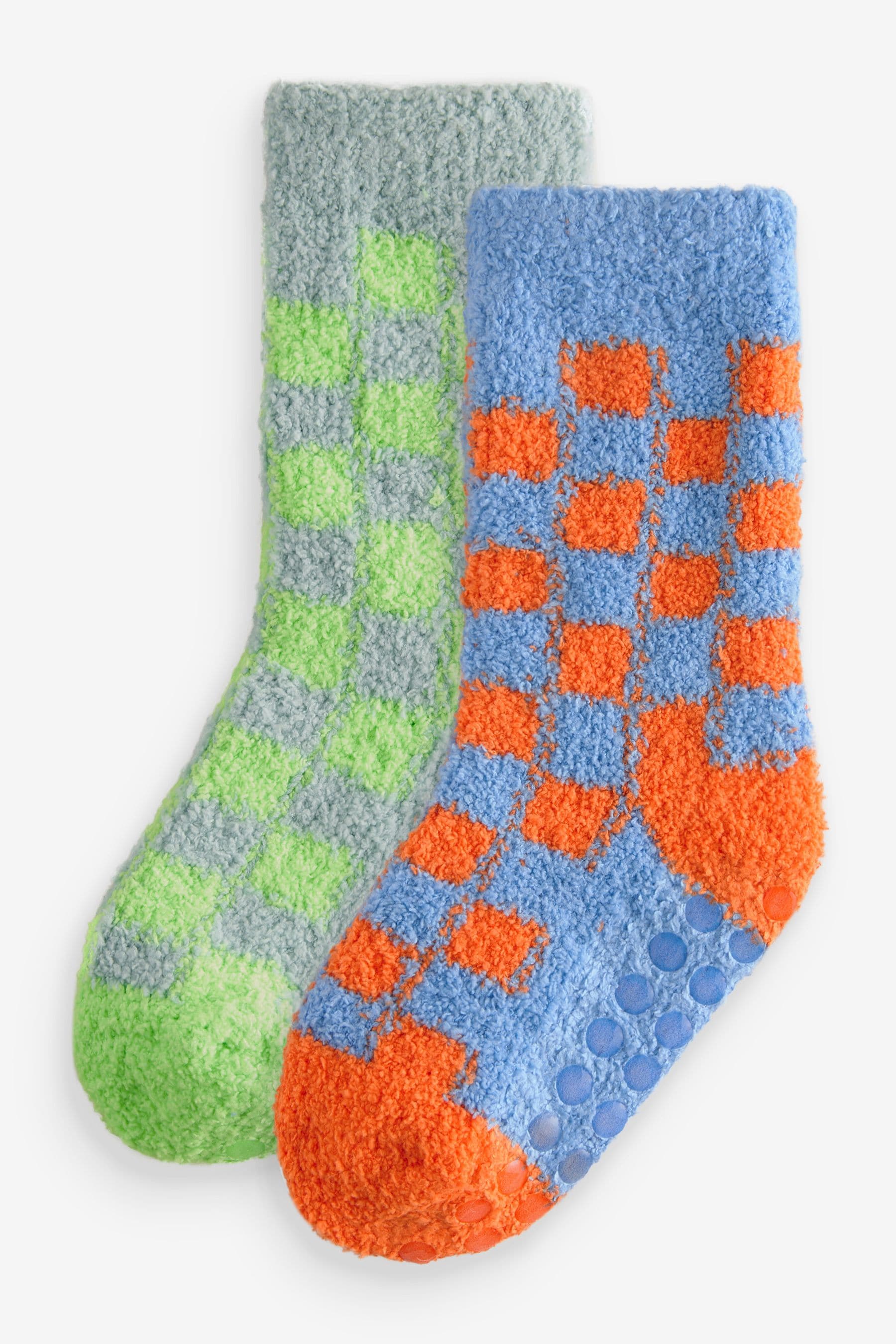 Bright Checkerboard Cosy Socks 2 Pack