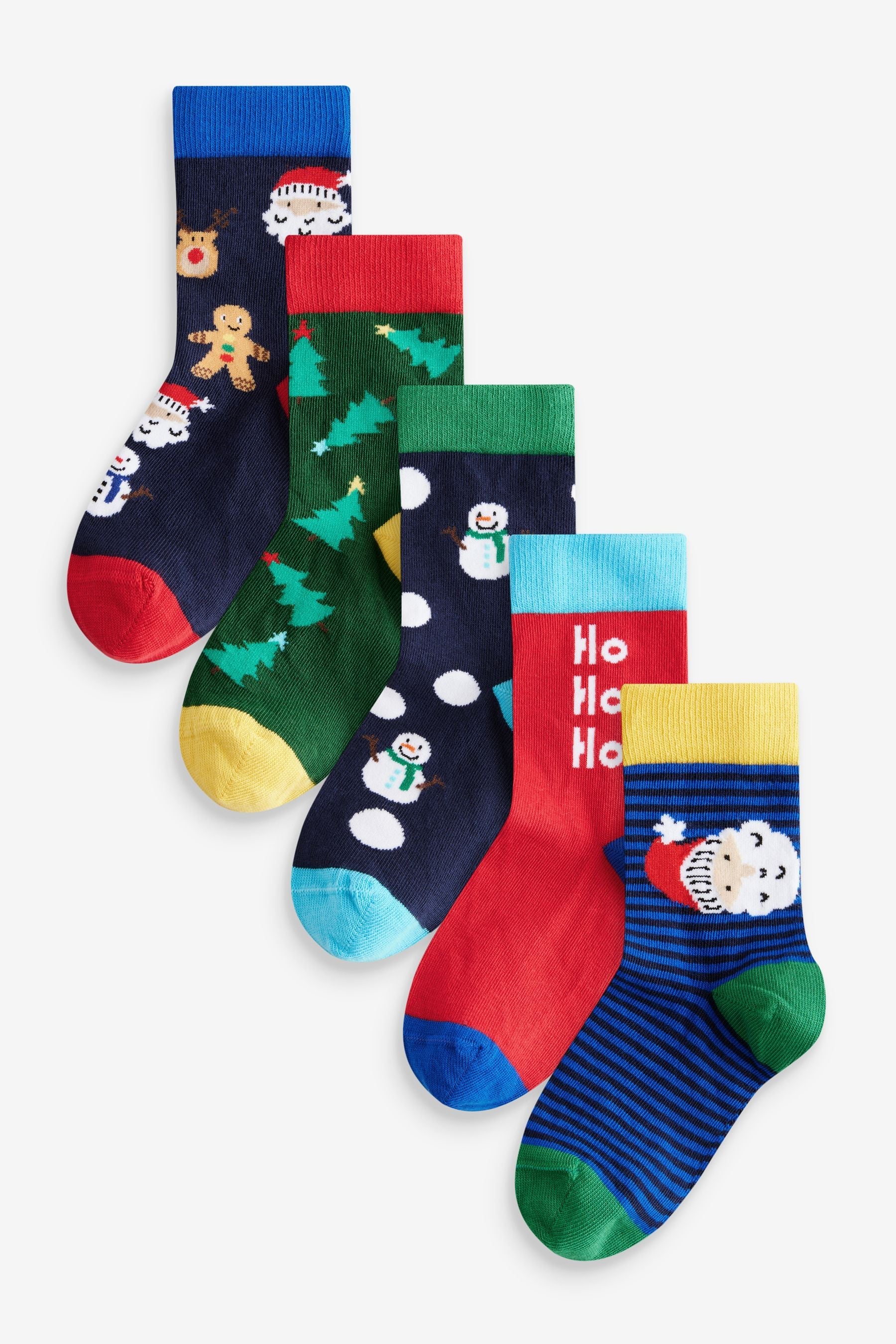 HoHoHo Character Cotton Rich Christmas Socks 5 Pack