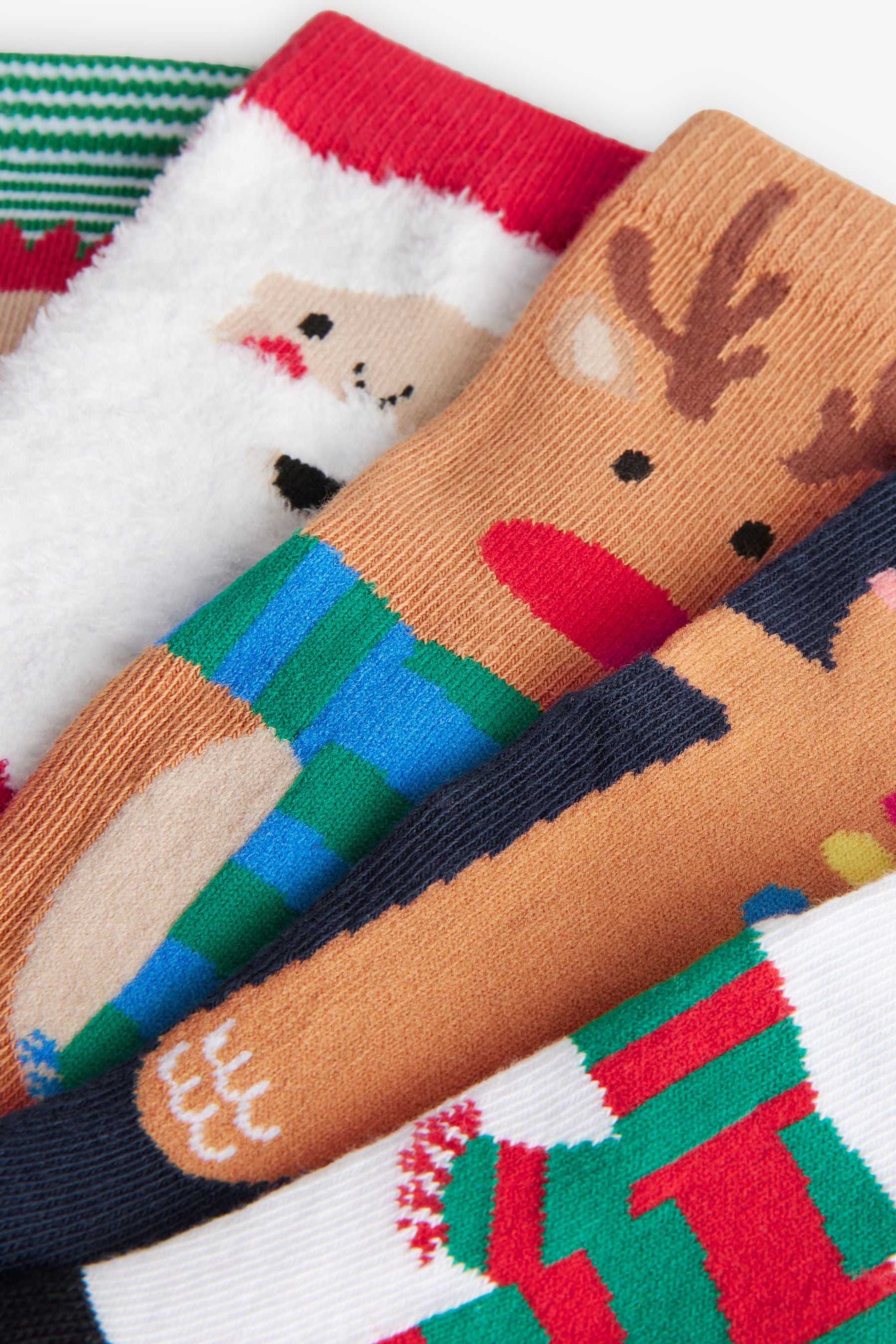 Santa Reindeer Snowman Cotton Rich Christmas Socks 5 Pack