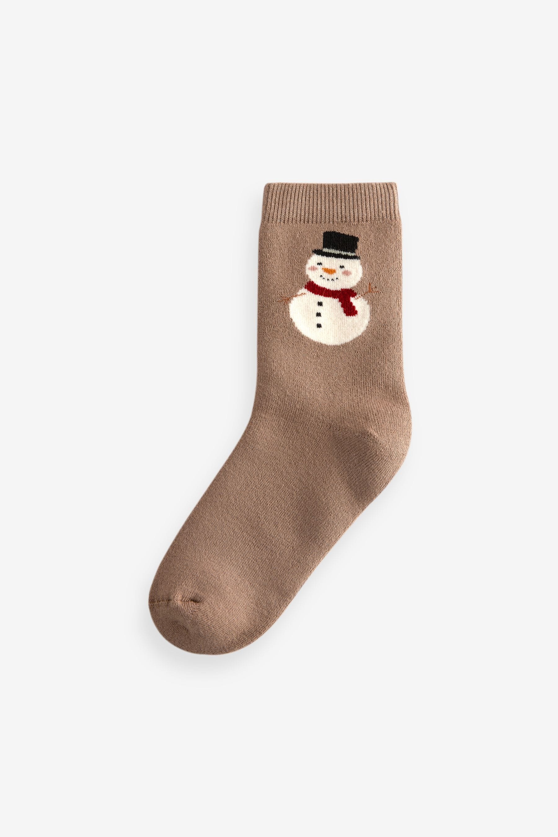 Neutral All Over Character Cotton Rich Christmas Socks 5 Pack