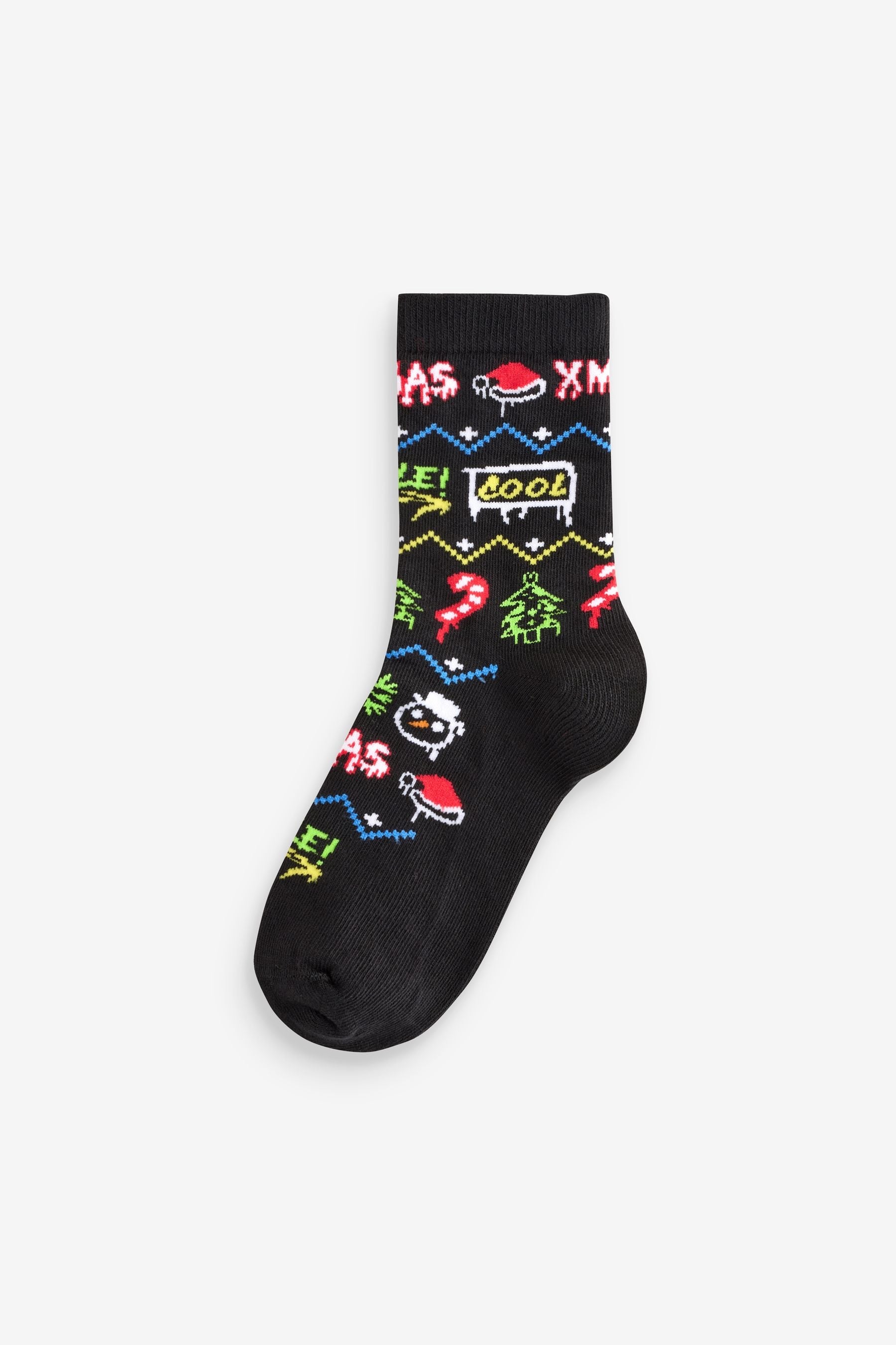 Graffiti Reindeer Cotton Rich Christmas Socks 5 Pack