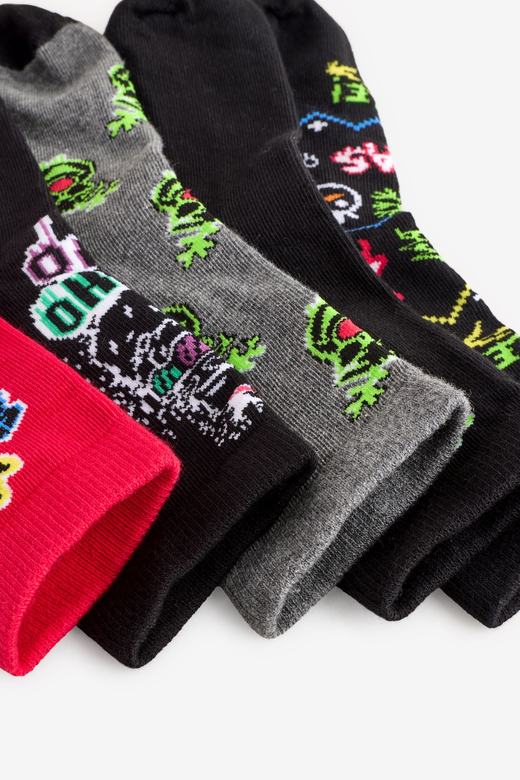 Graffiti Reindeer Cotton Rich Christmas Socks 5 Pack