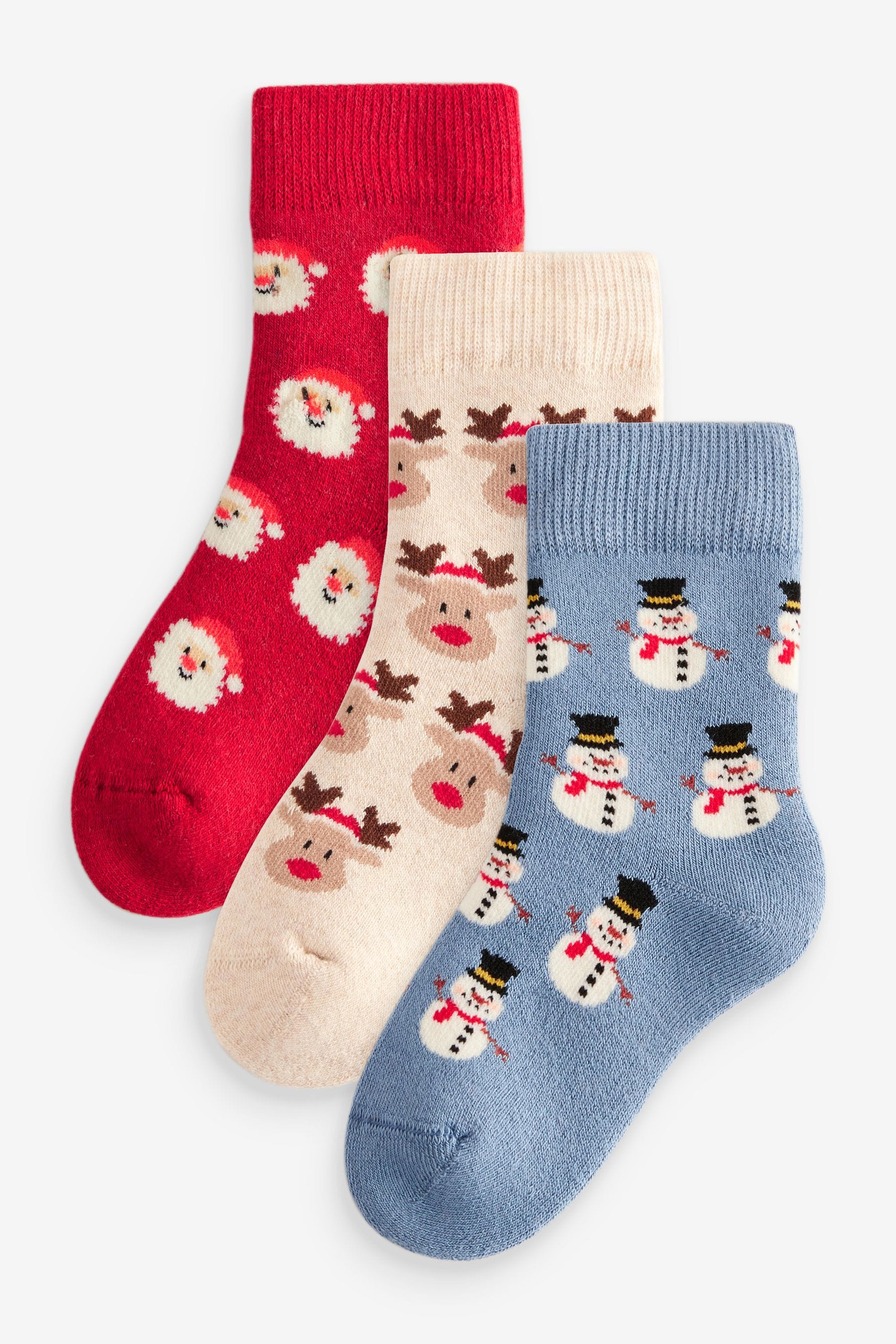 Multi Cotton Rich Christmas Baby Socks 3 Pack