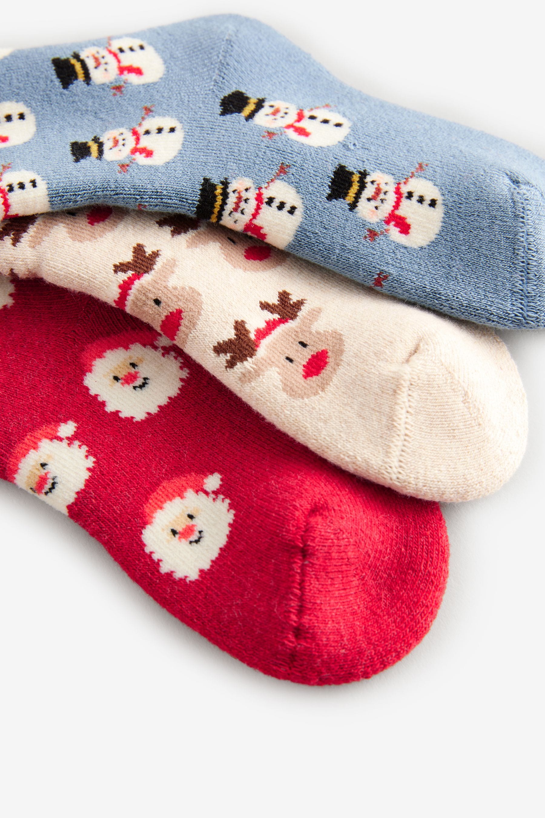 Multi Cotton Rich Christmas Baby Socks 3 Pack