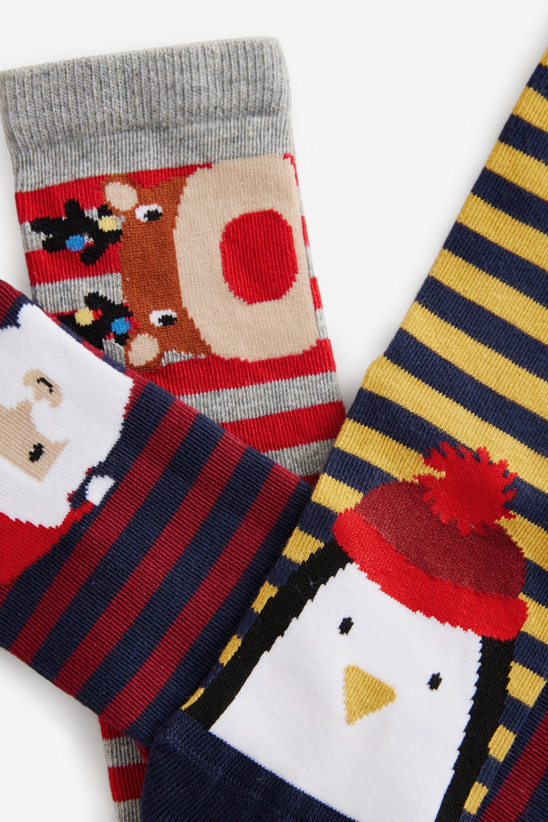 Red/Yellow/Black Cotton Rich Christmas Baby Socks 3 Pack