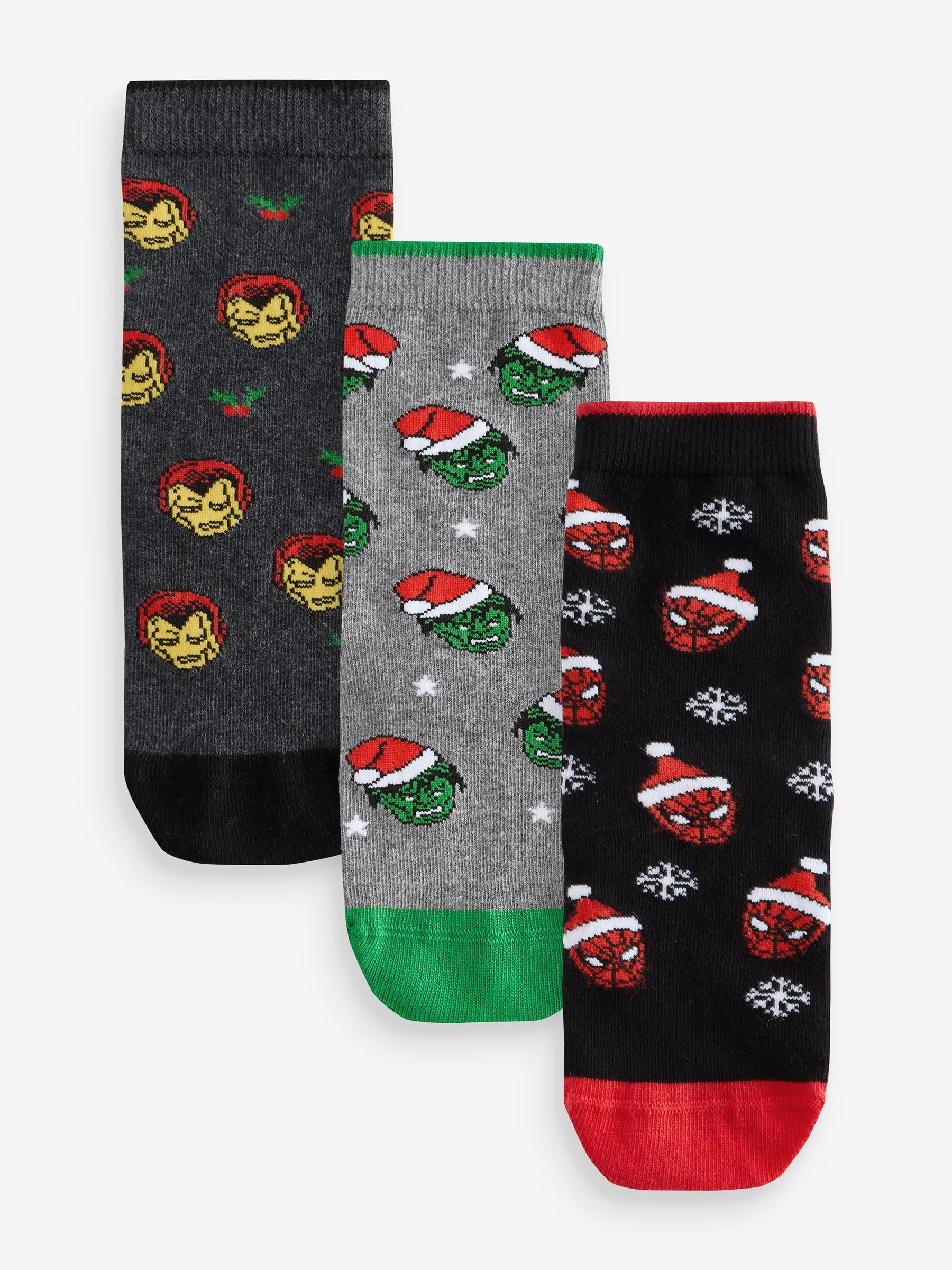 Christmas Marvel Avengers Superhero License Cotton Rich Socks 3 Pack