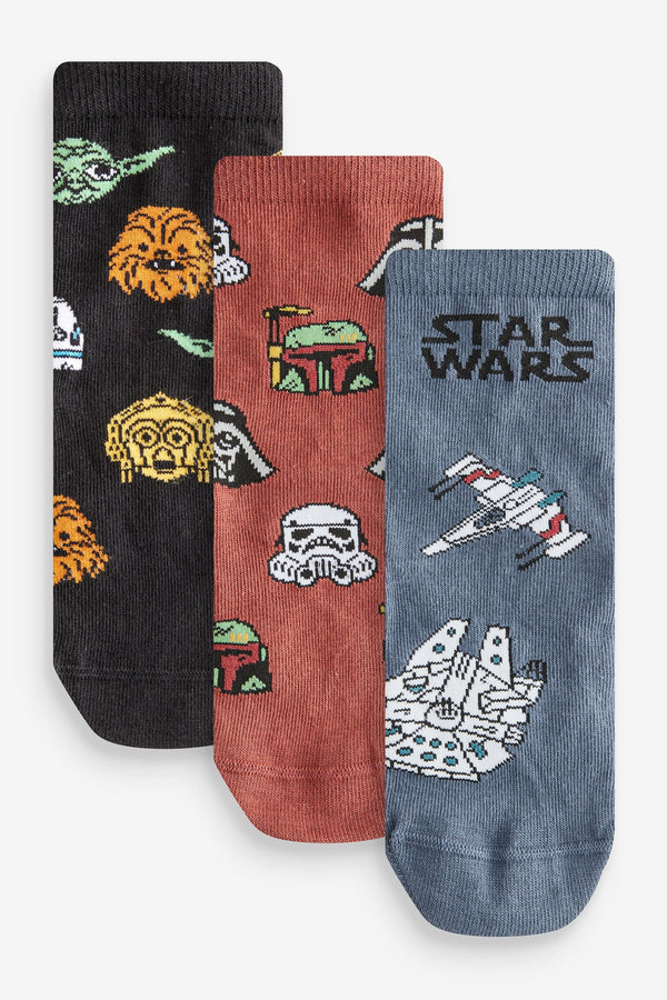 Star Wars Tan Brown/Black/Grey Cotton Rich License Socks 3 Pack