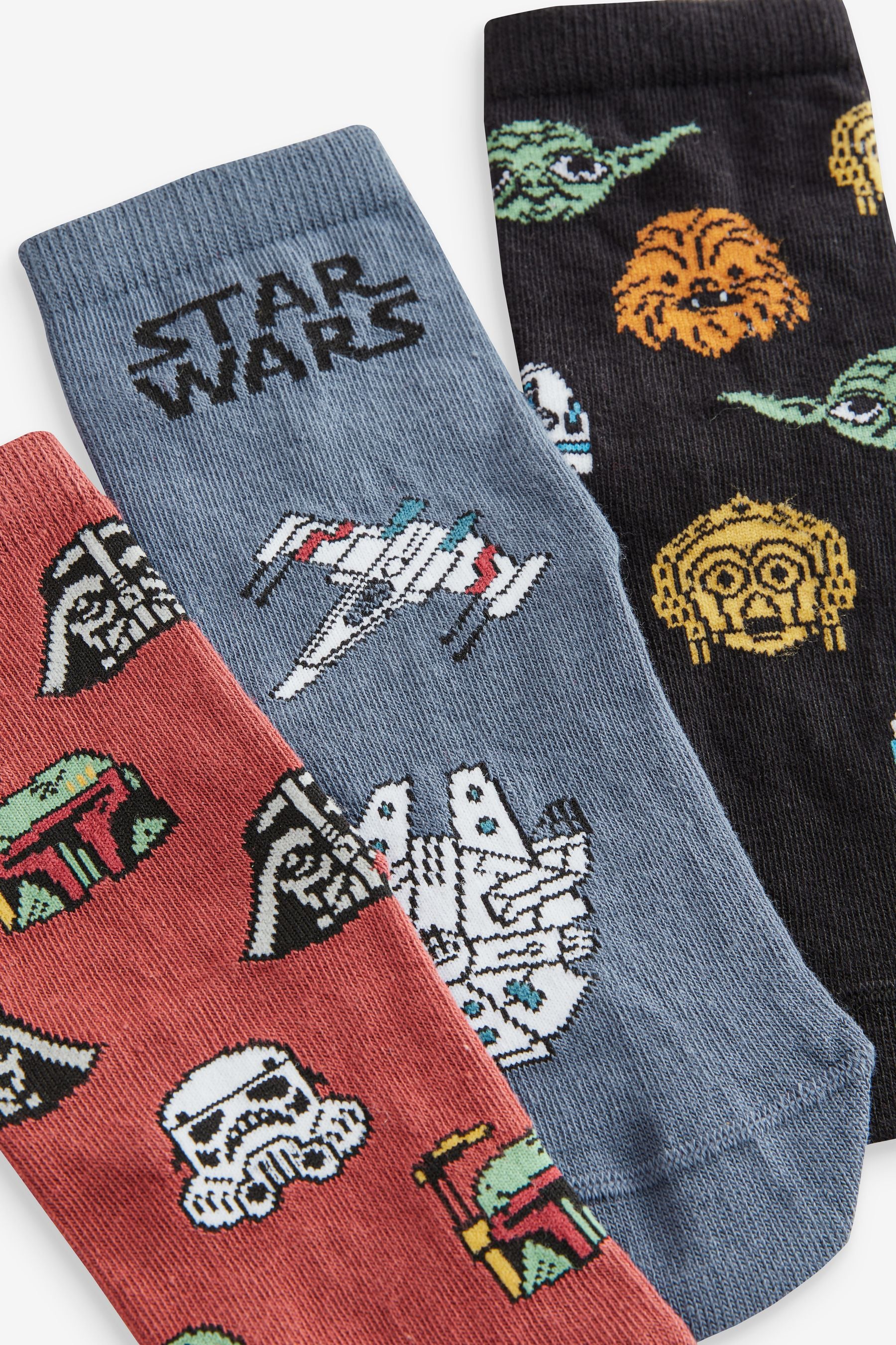 Star Wars Tan Brown/Black/Grey Cotton Rich License Socks 3 Pack