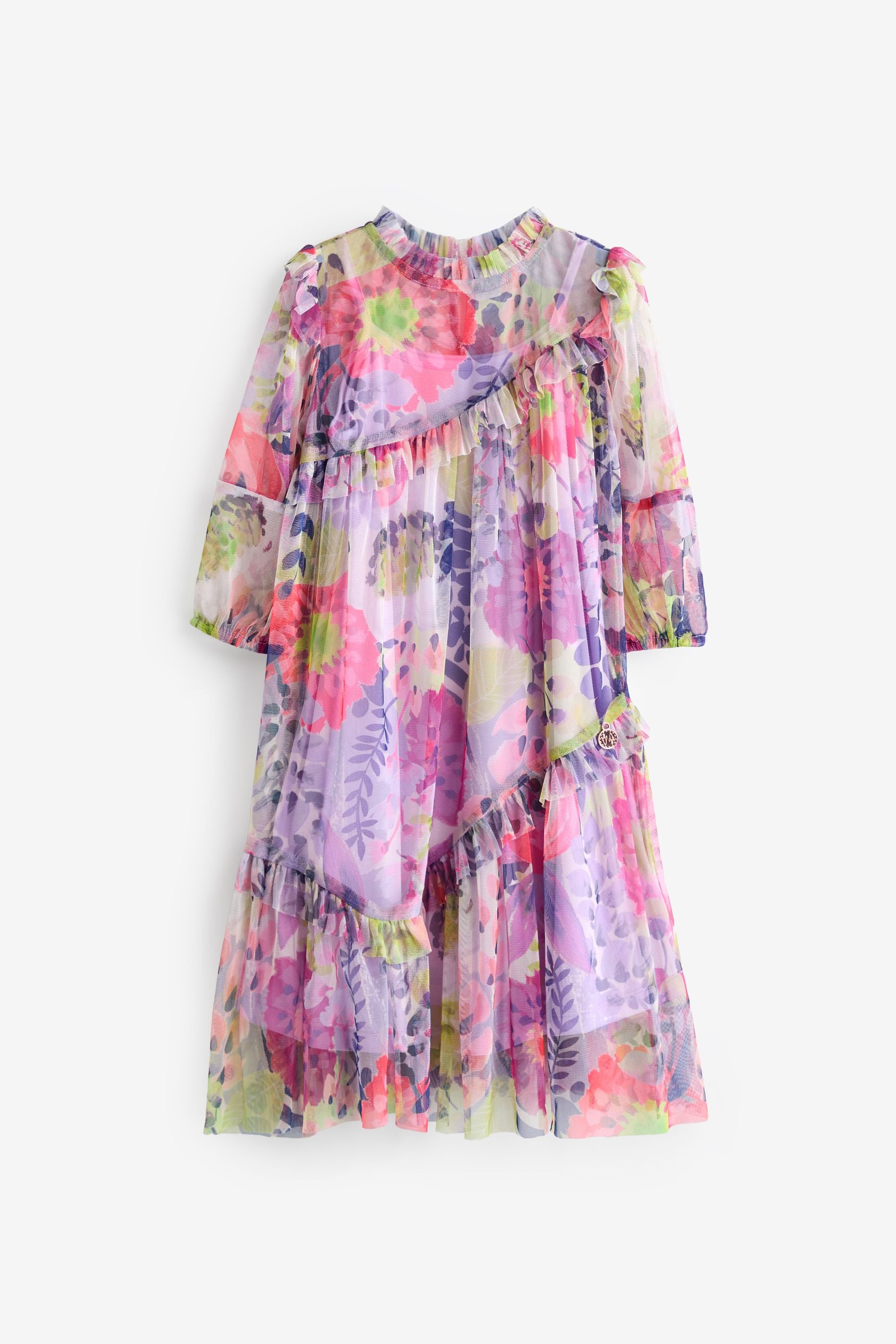 Angel & Rocket Pink Beatrice Print Mesh Dress