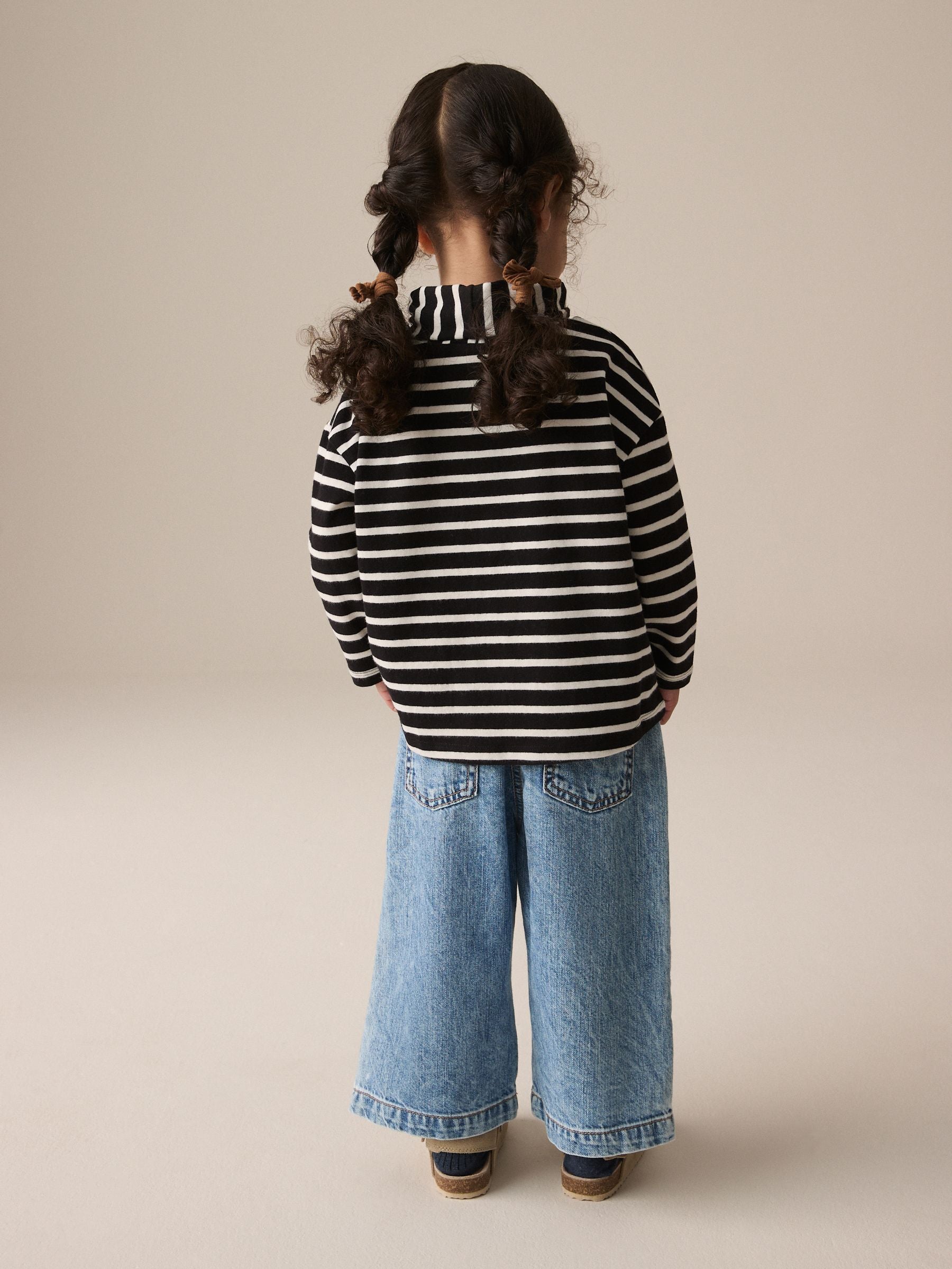 Navy Stripe Long Sleeve Relaxed Roll Neck Top (3mths-7yrs)