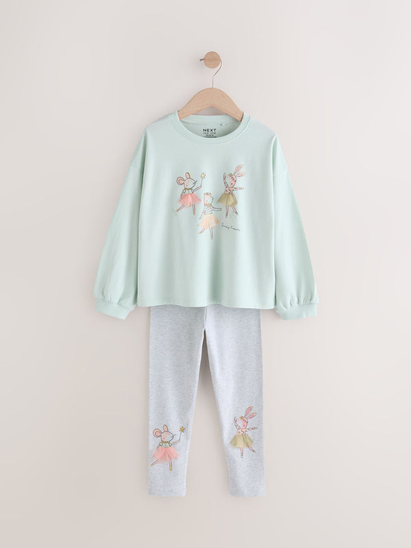 Green Bunny Long Sleeve T-Shirt and Leggings Set (3mths-7yrs)