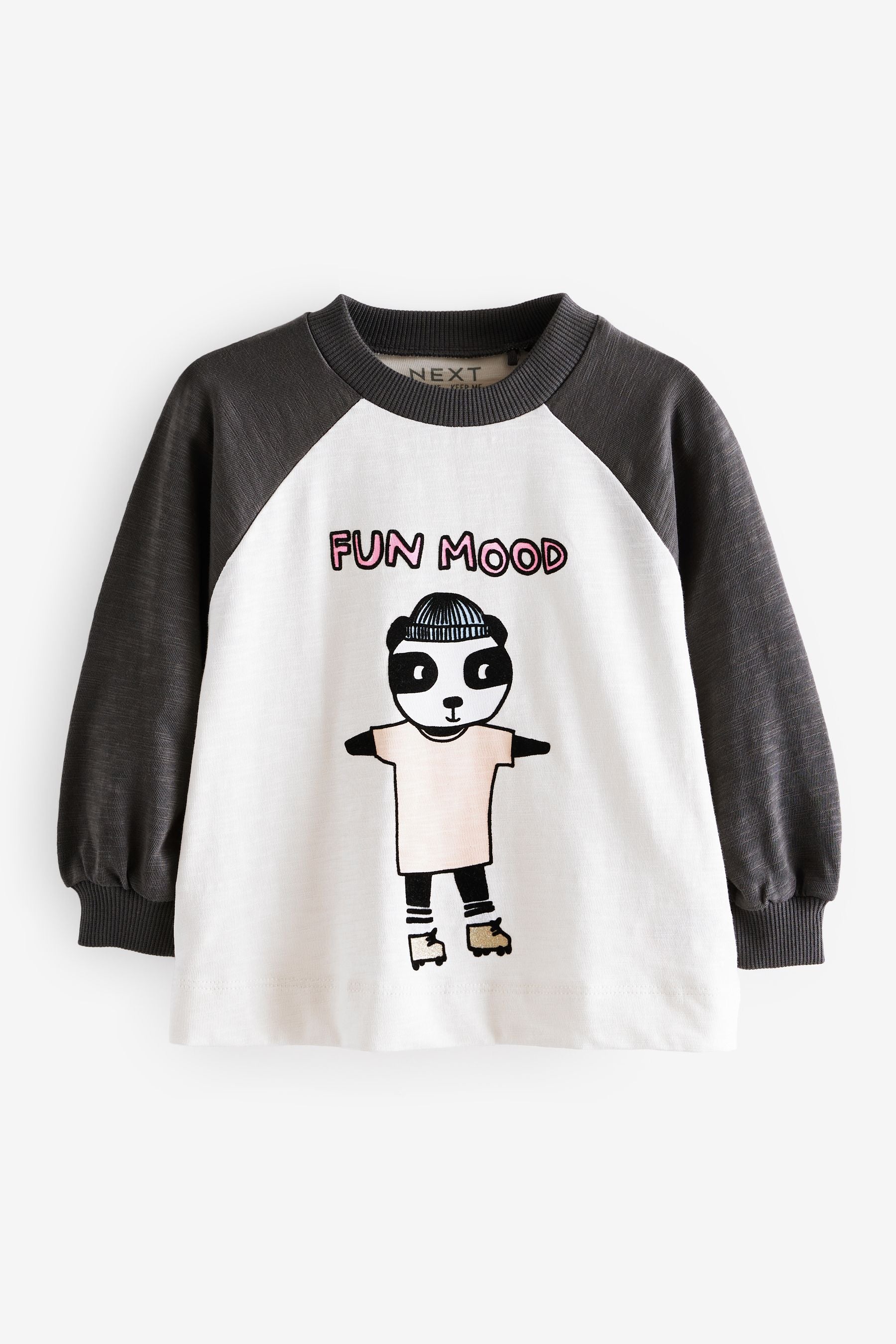 Black/White Long Sleeve 100% Cotton T-Shirt (3mths-7yrs)