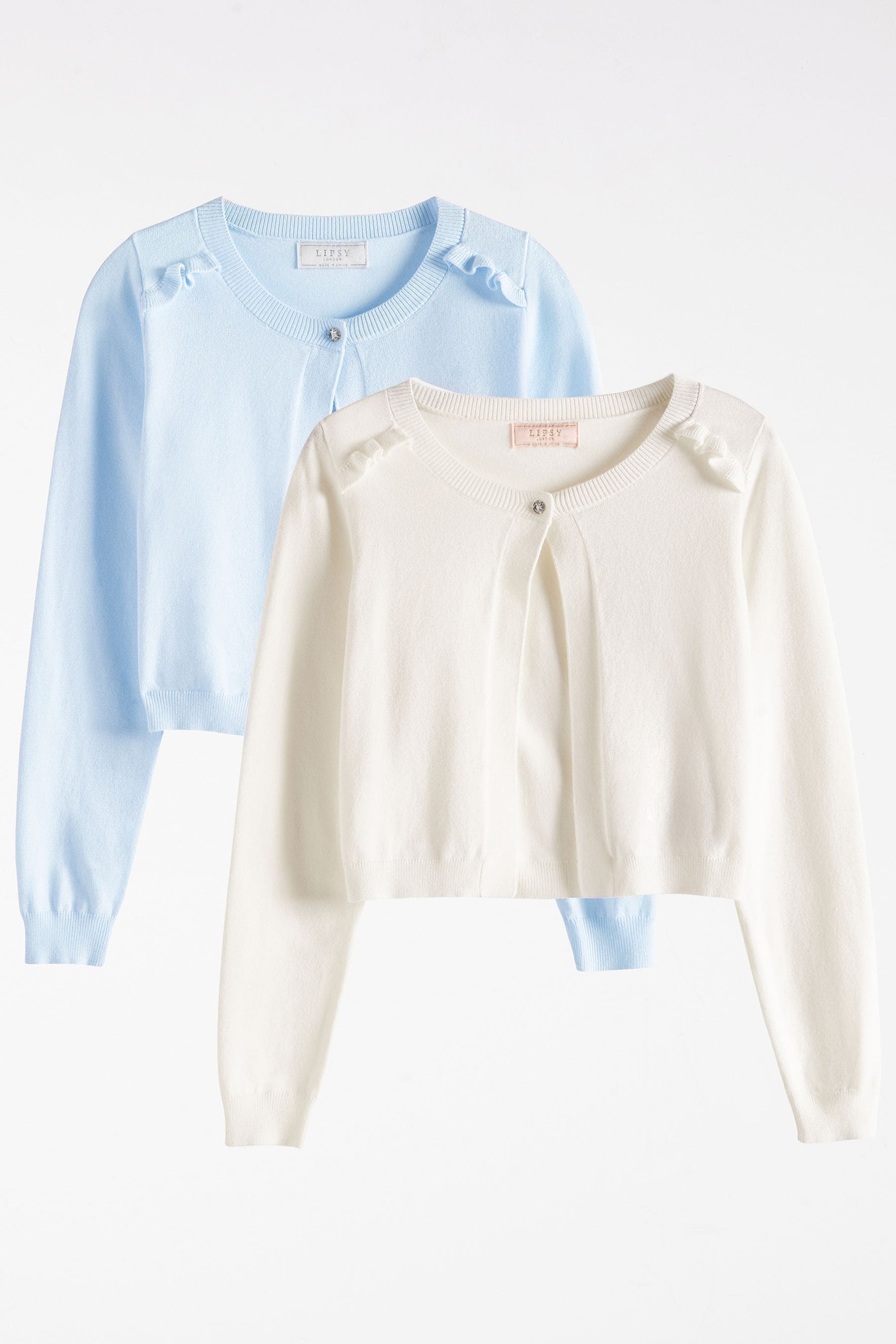 White/ Blue 2 Pack Occasion Shrug Cardigan (5-16yrs)