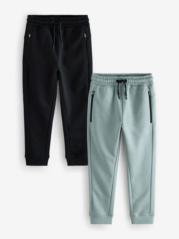 Black/Grey Zip Pocket Cotton Rich Joggers 2 Pack (3-16yrs)