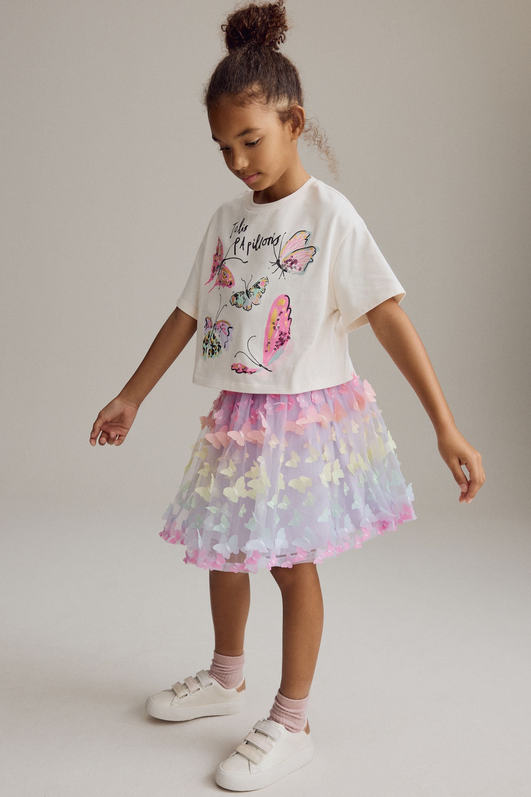 Multi Butterfly T-Shirt and Skirt Set (3-16yrs)