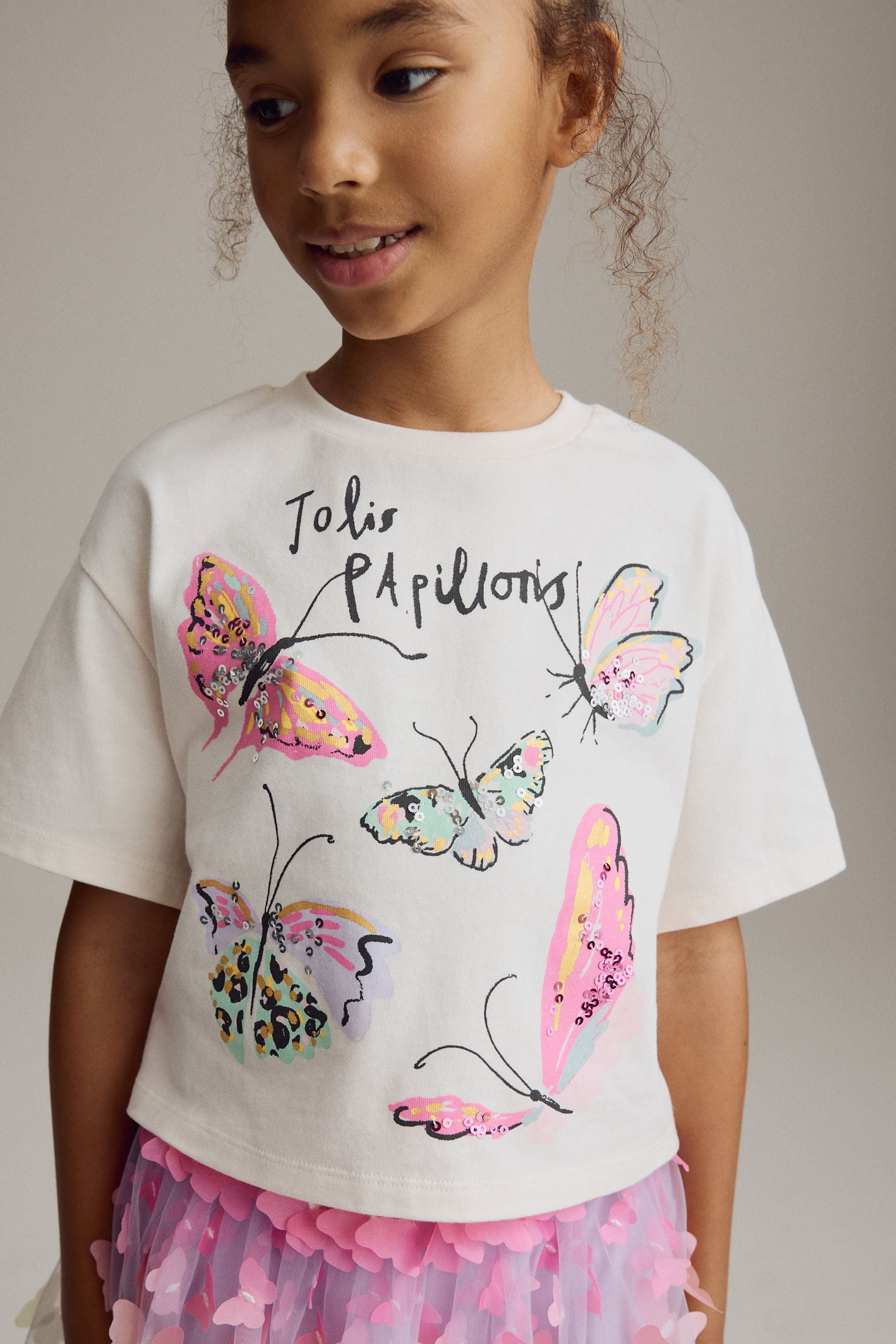 Multi Butterfly T-Shirt and Skirt Set (3-16yrs)