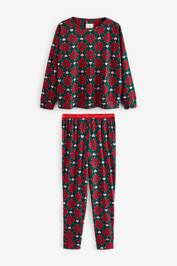 Red Snowflake 100% Cotton Long Sleeve Pyjamas