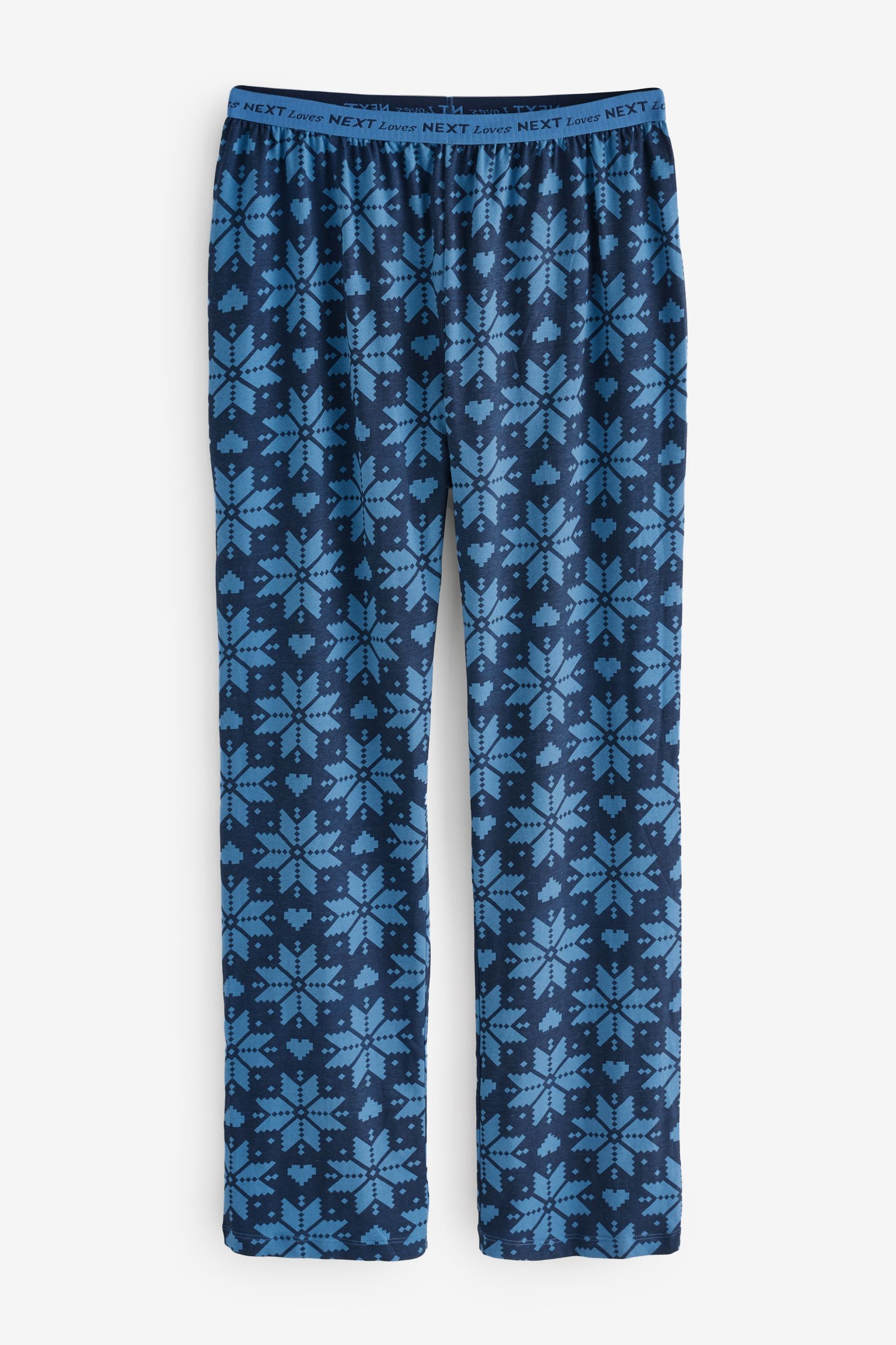 Blue Snowflake 100% Cotton Long Sleeve Pyjamas