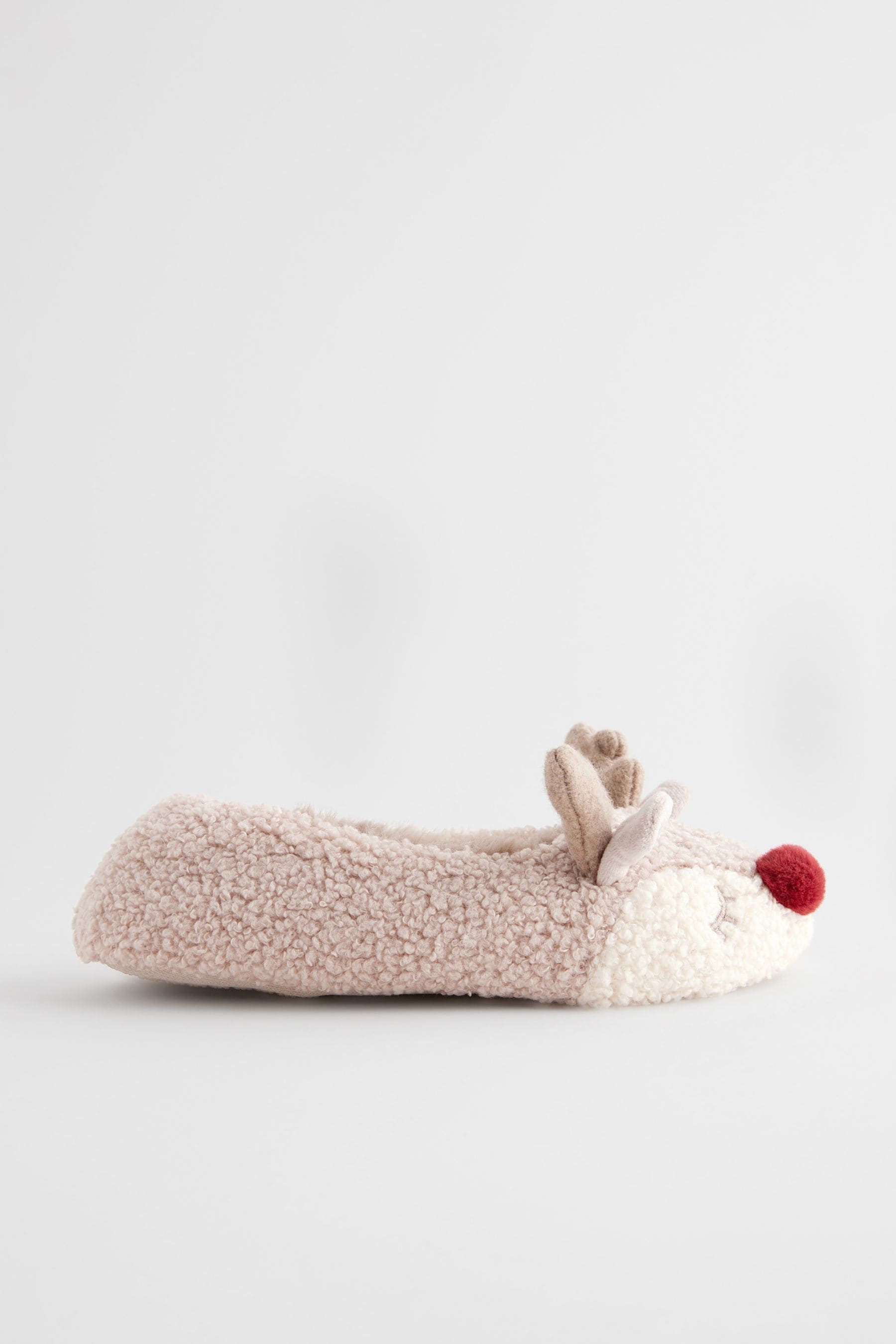 Brown Christmas Reindeer Slippers