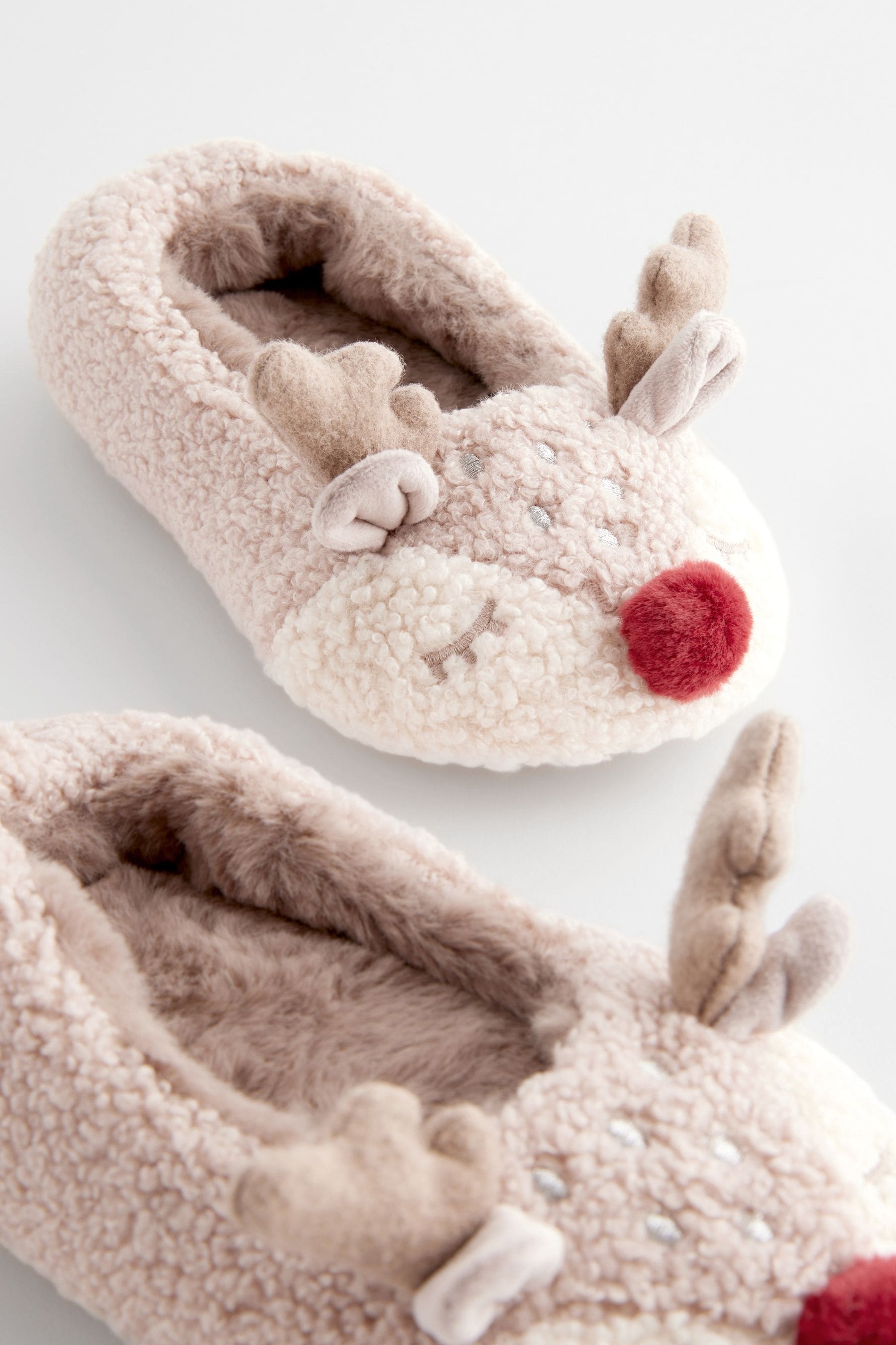 Brown Christmas Reindeer Slippers