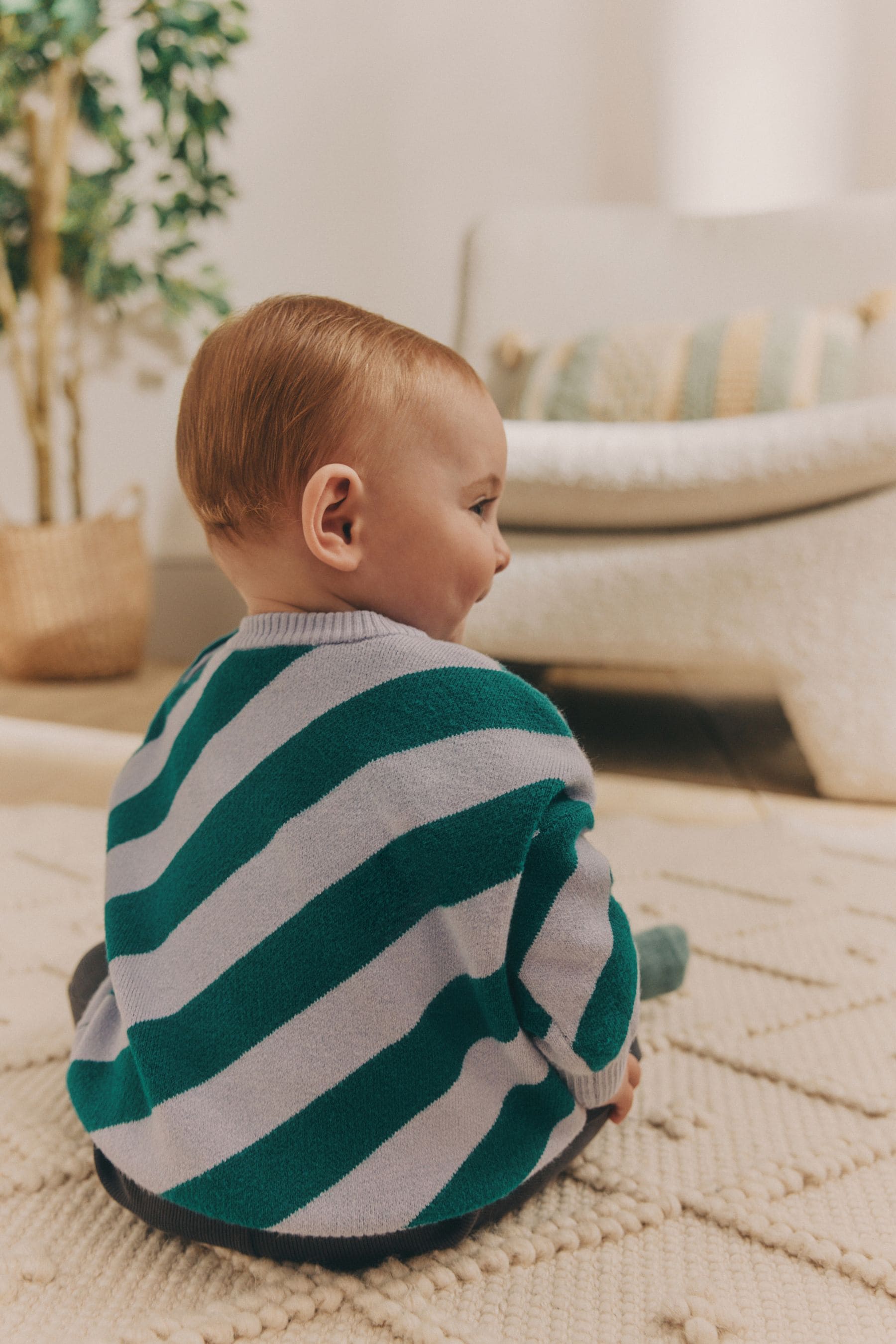 Green Stripe Baby Knitted Top and Leggings Set (0mths-2yrs)