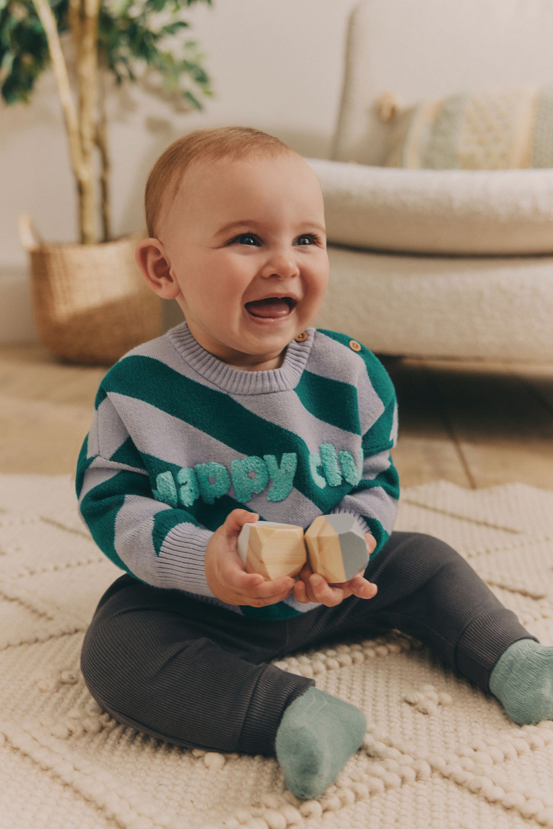 Green Stripe Baby Knitted Top and Leggings Set (0mths-2yrs)