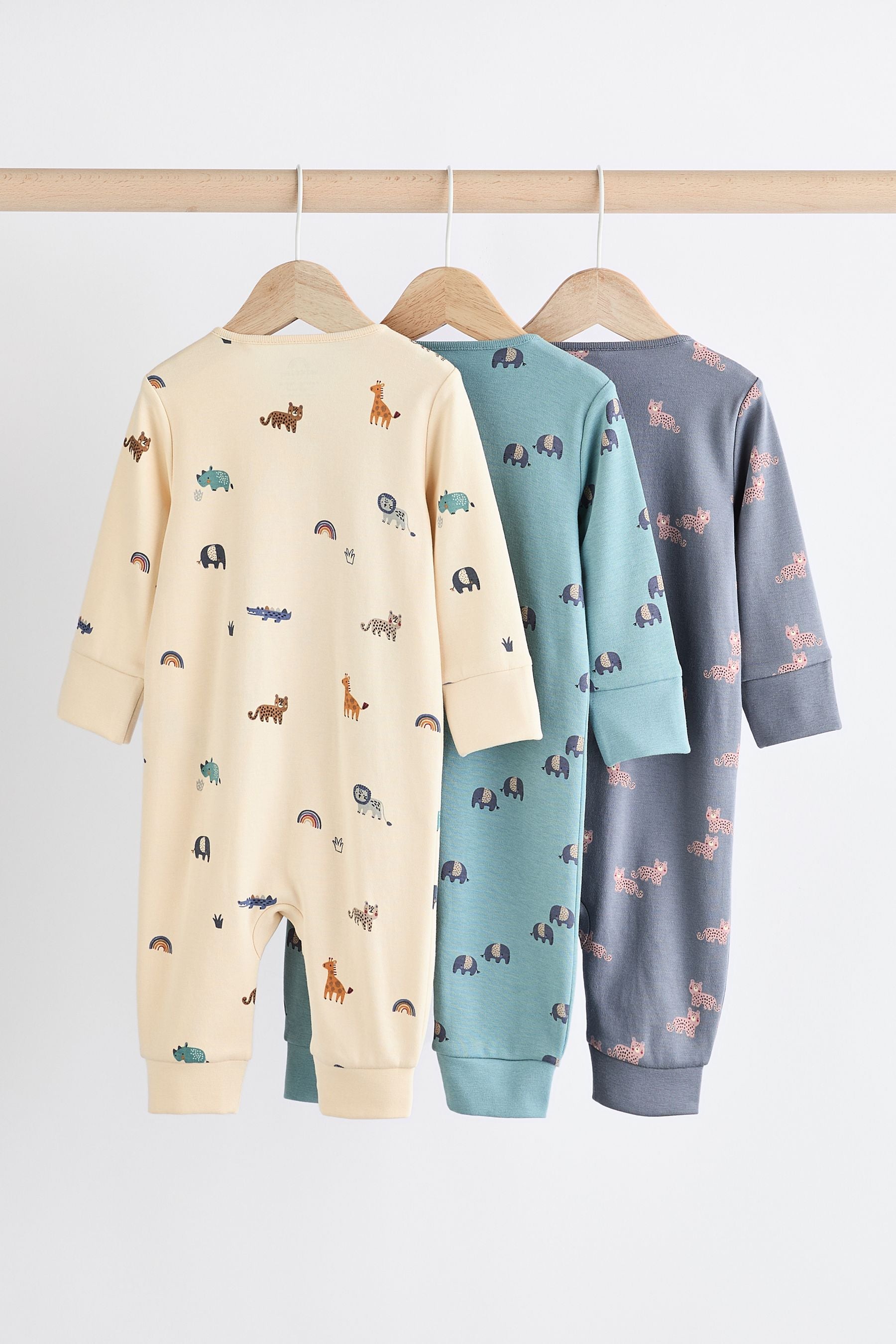 Teal Blue 100% Cotton Baby Printed Sleepsuit (0mths-3yrs)