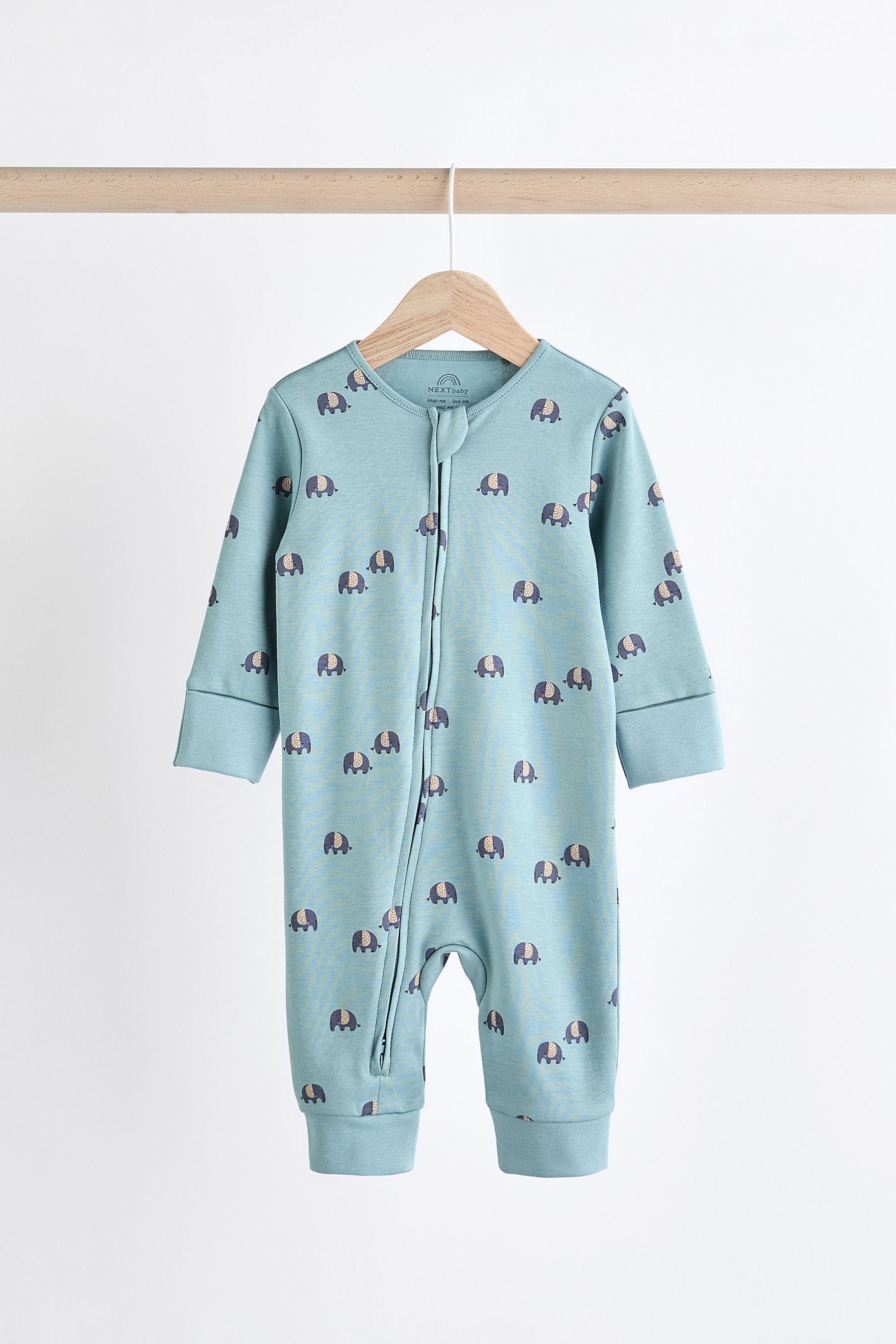 Teal Blue 100% Cotton Baby Printed Sleepsuit (0mths-3yrs)