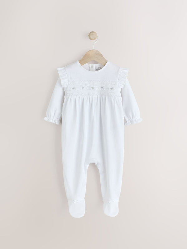 White Occasion Baby 100% Cotton Sleepsuit (0mths-2yrs)