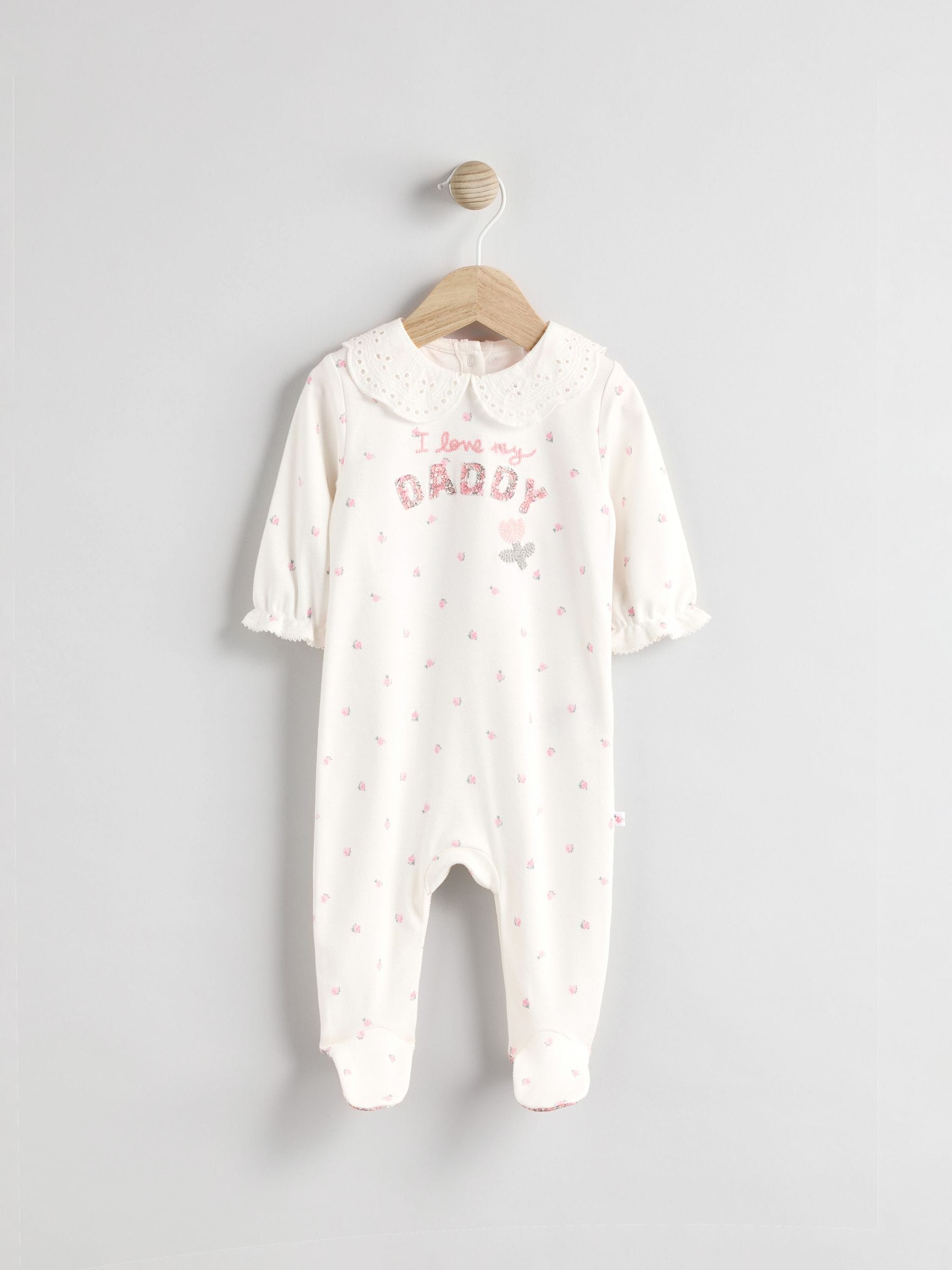 Ecru Daddy Baby Family 100% Cotton Sleepsuit (0-2yrs)