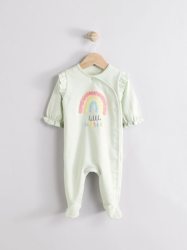 Sage Green Little Sister Baby Family 100% Cotton Sleepsuit (0-2yrs)