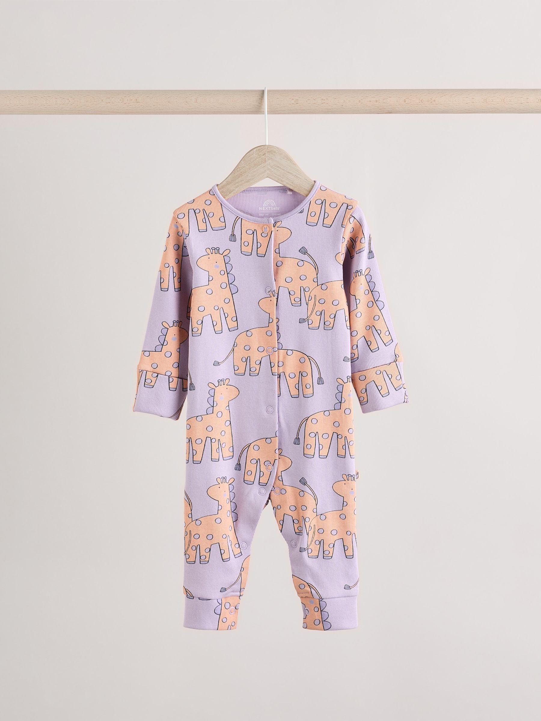 Lilac Purple Baby Bright Footless Sleepsuits 3 Pack (0mths-3yrs)